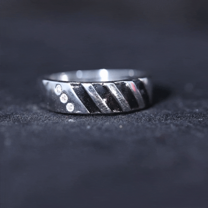 Real Diamond Enamel Band Ring in Flush Setting Natural - ( HI-SI ) - Rosec Jewels