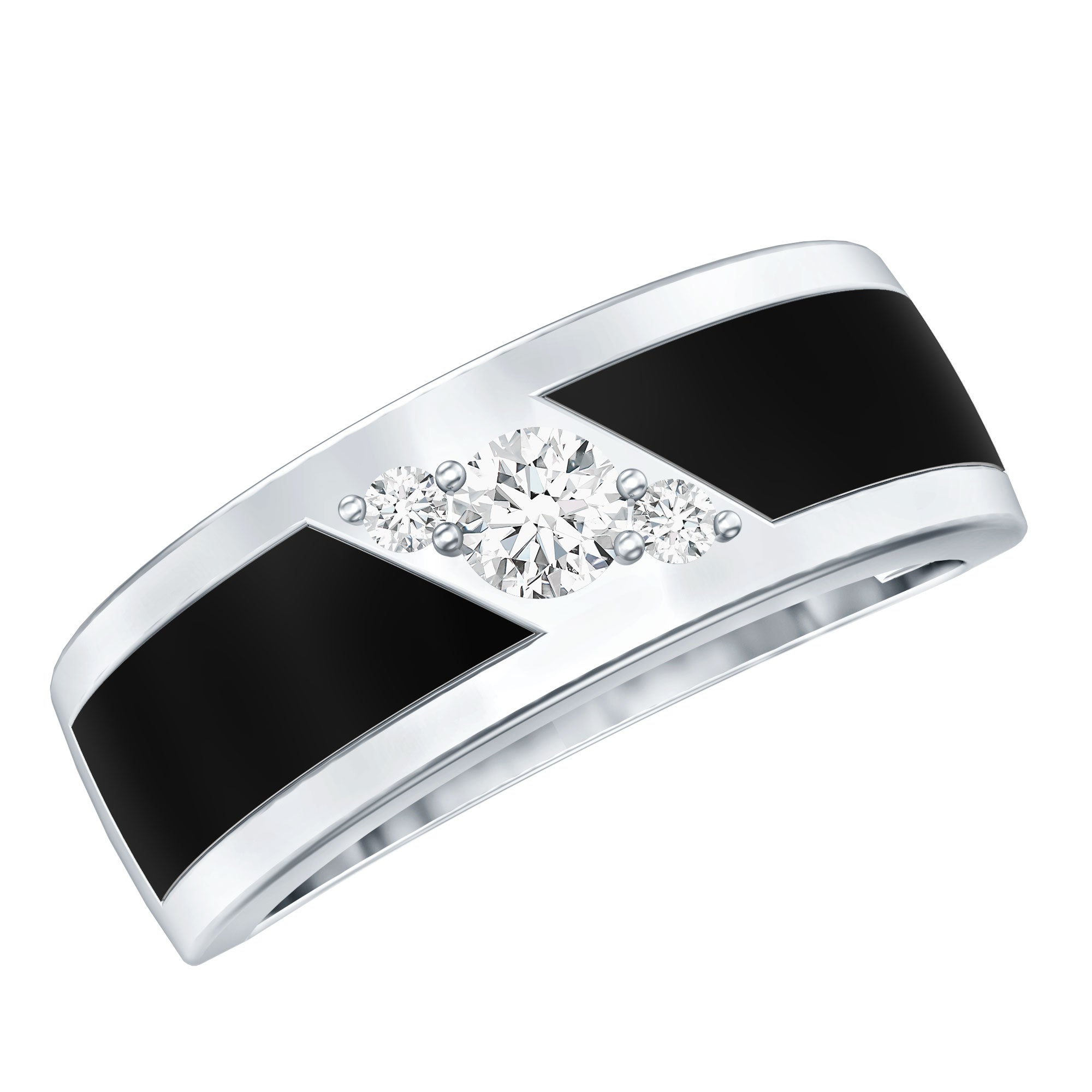 Classic Moissanite Mens Wedding Band Ring