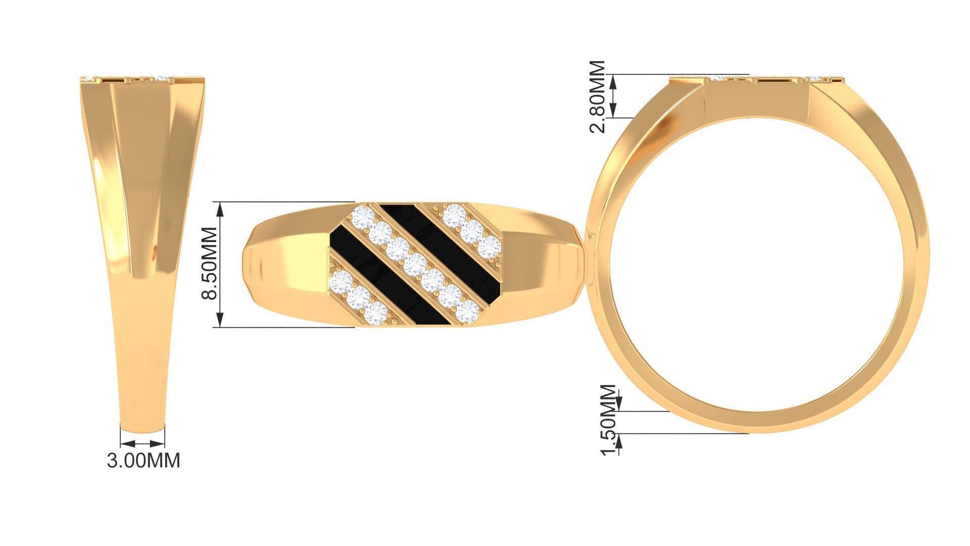 Classic Diamond Mens Engagement Ring with Black Enamel Natural - ( HI-SI ) - Rosec Jewels