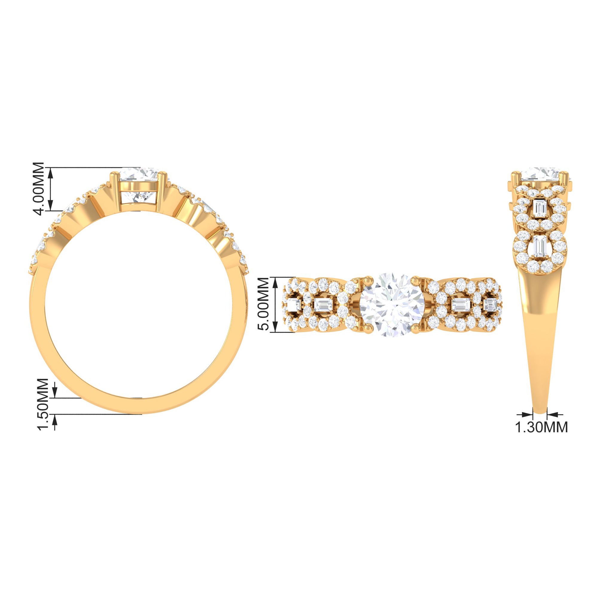 Certified Moissanite Designer Engagement Ring for Women D-VS1 - Rosec Jewels