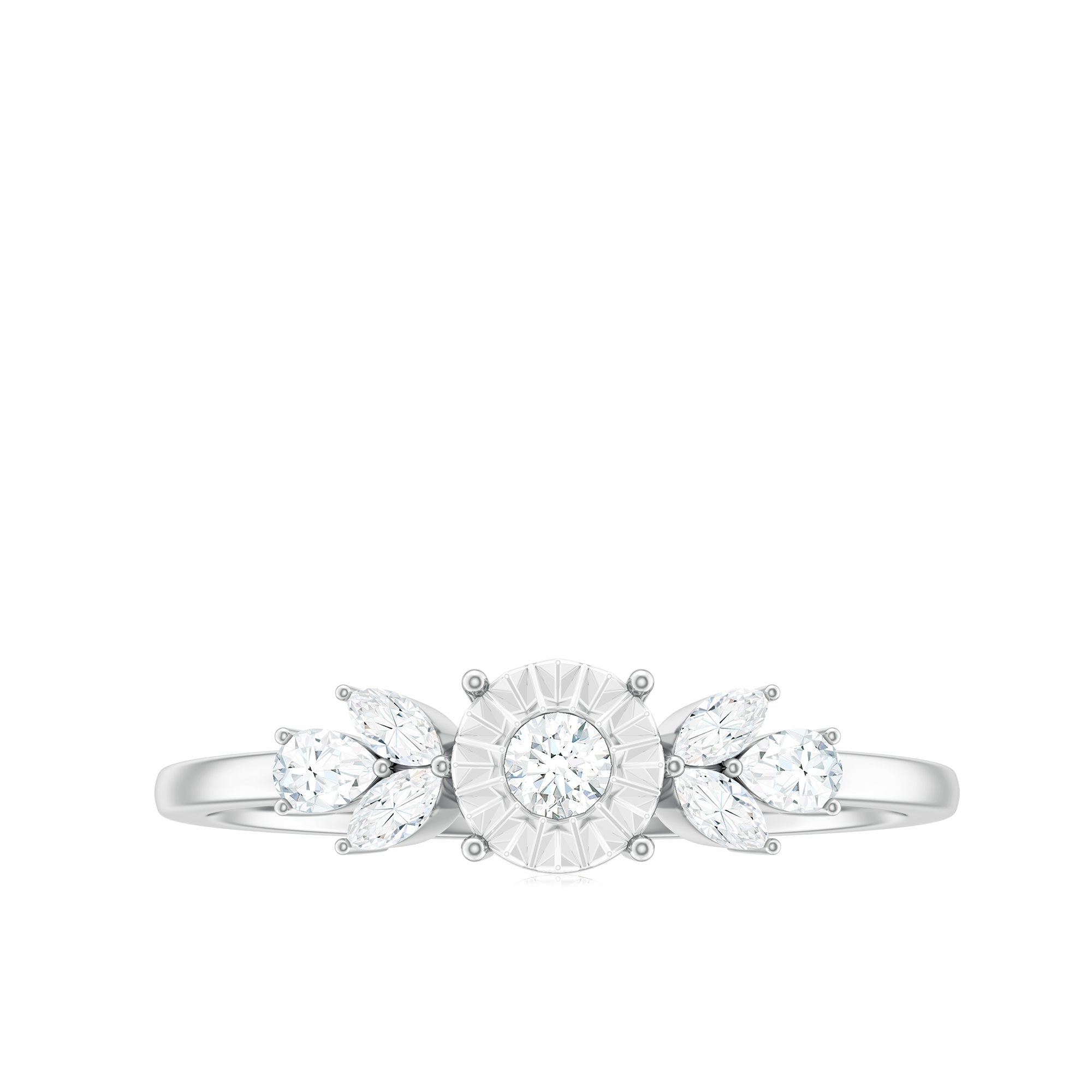 Nature Inspired Diamond Leaf Promise Ring for Women Natural - ( HI-SI ) - Rosec Jewels