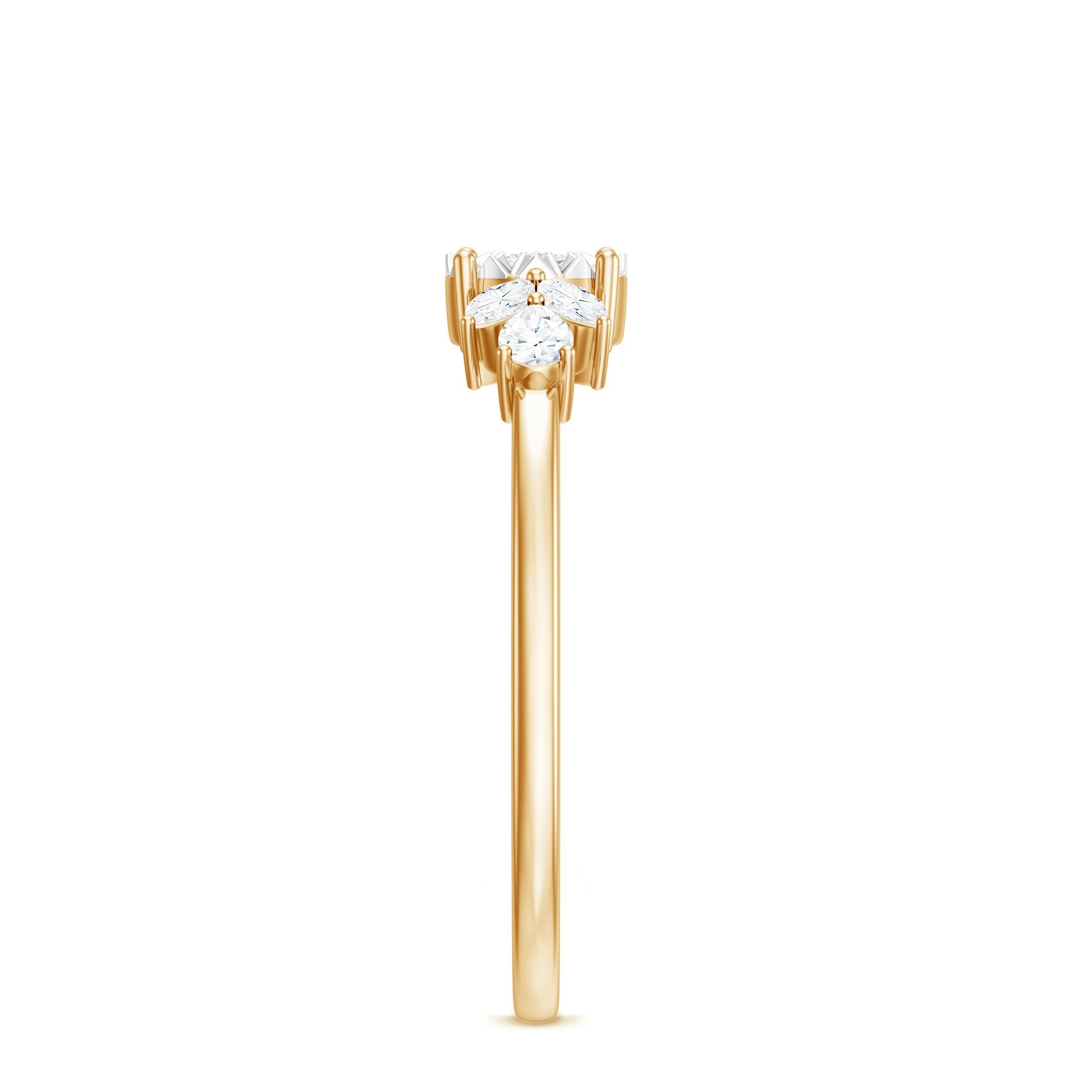 Nature Inspired Diamond Leaf Promise Ring for Women Natural - ( HI-SI ) - Rosec Jewels