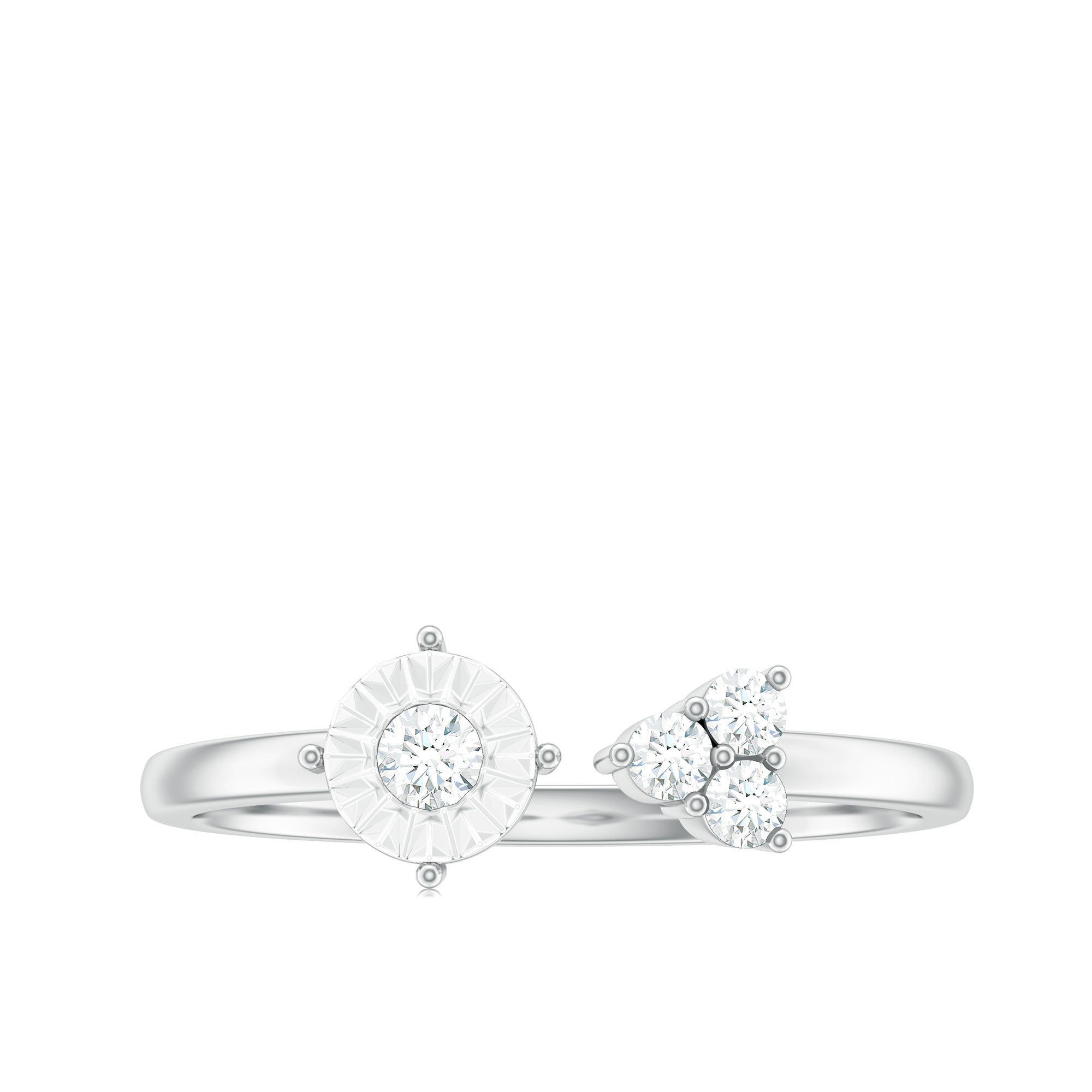Certified Natural Diamond Cuff Ring for Women Natural - ( HI-SI ) - Rosec Jewels