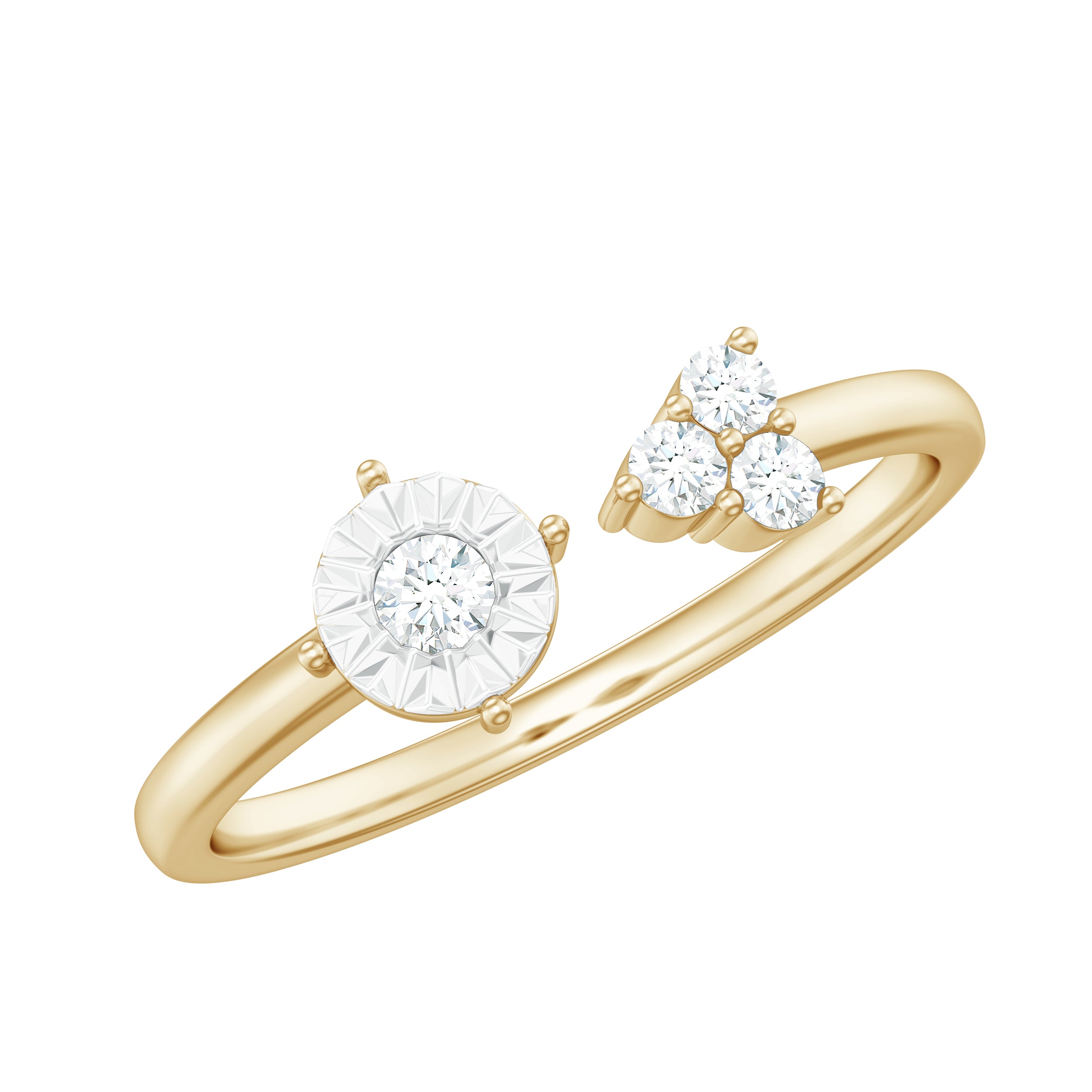 Certified Natural Diamond Cuff Ring for Women Natural - ( HI-SI ) - Rosec Jewels