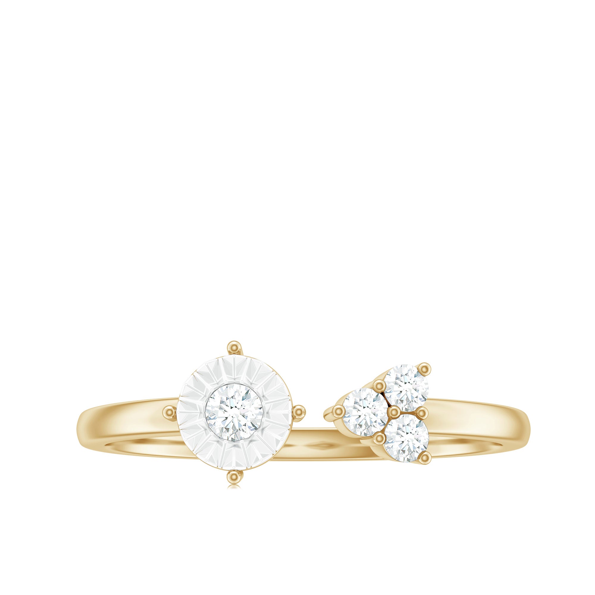 Certified Natural Diamond Cuff Ring for Women Natural - ( HI-SI ) - Rosec Jewels