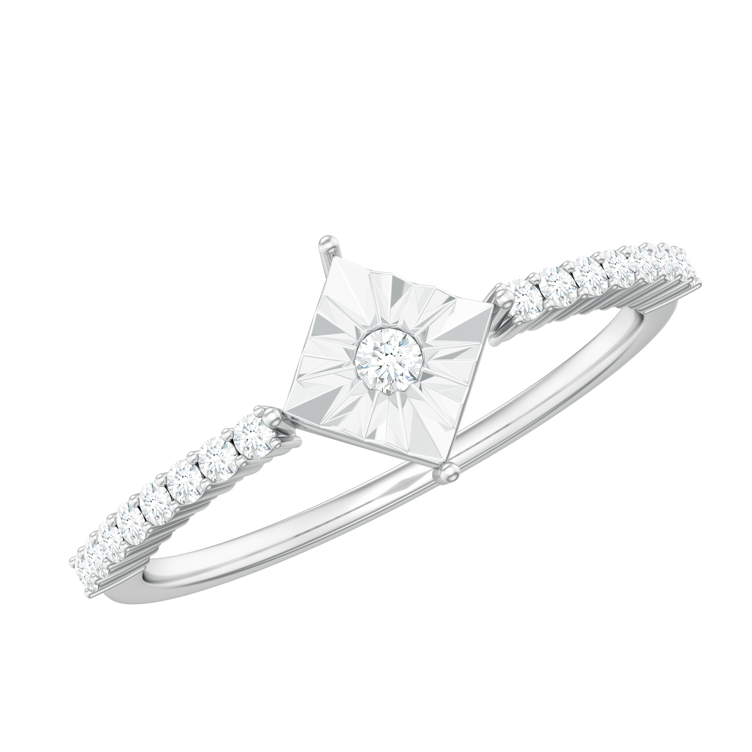 Rosec Jewels-Genuine Diamond Promise Ring in Illusion Setting