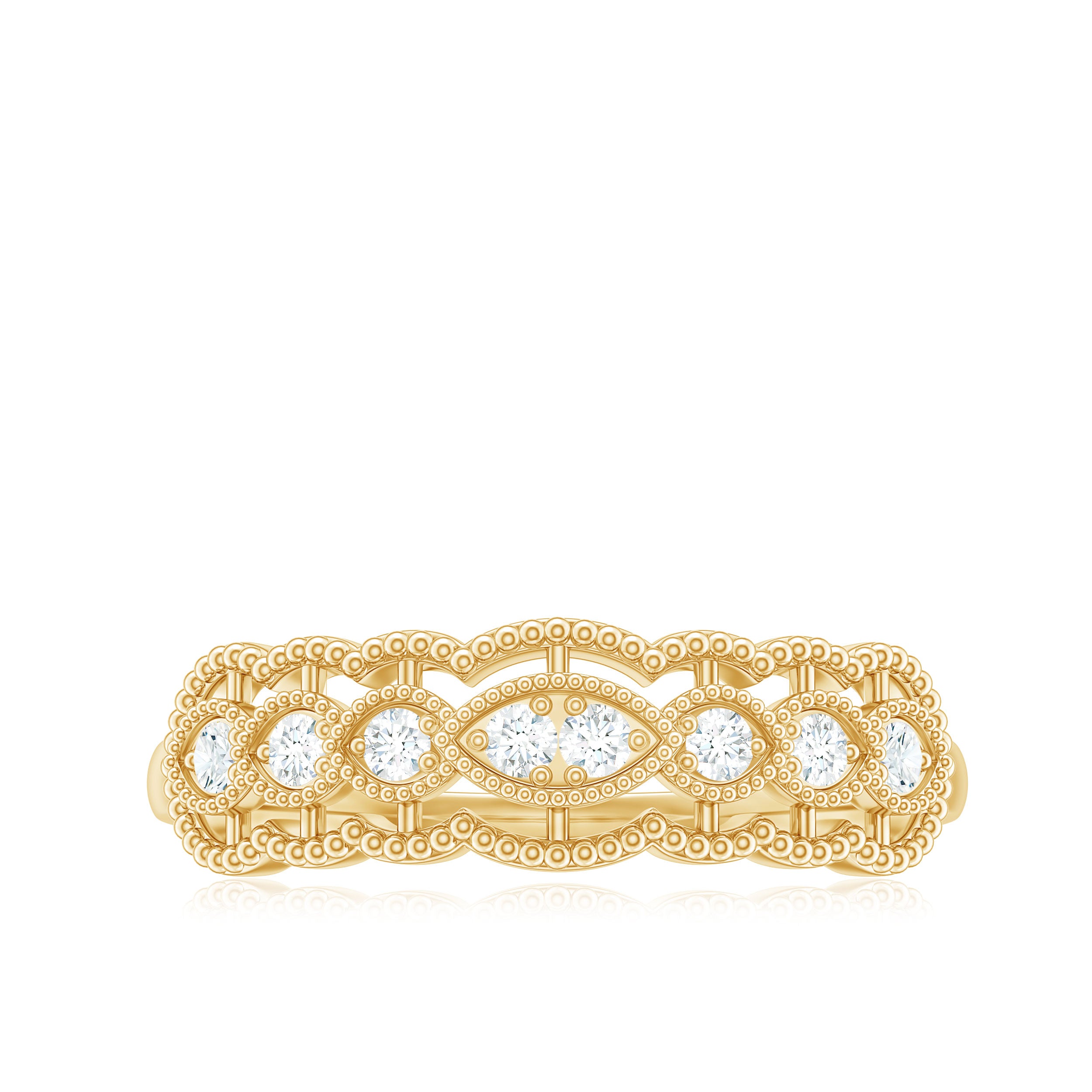 Vintage Inspired Natural Diamond Anniversary Ring Natural - ( HI-SI ) - Rosec Jewels