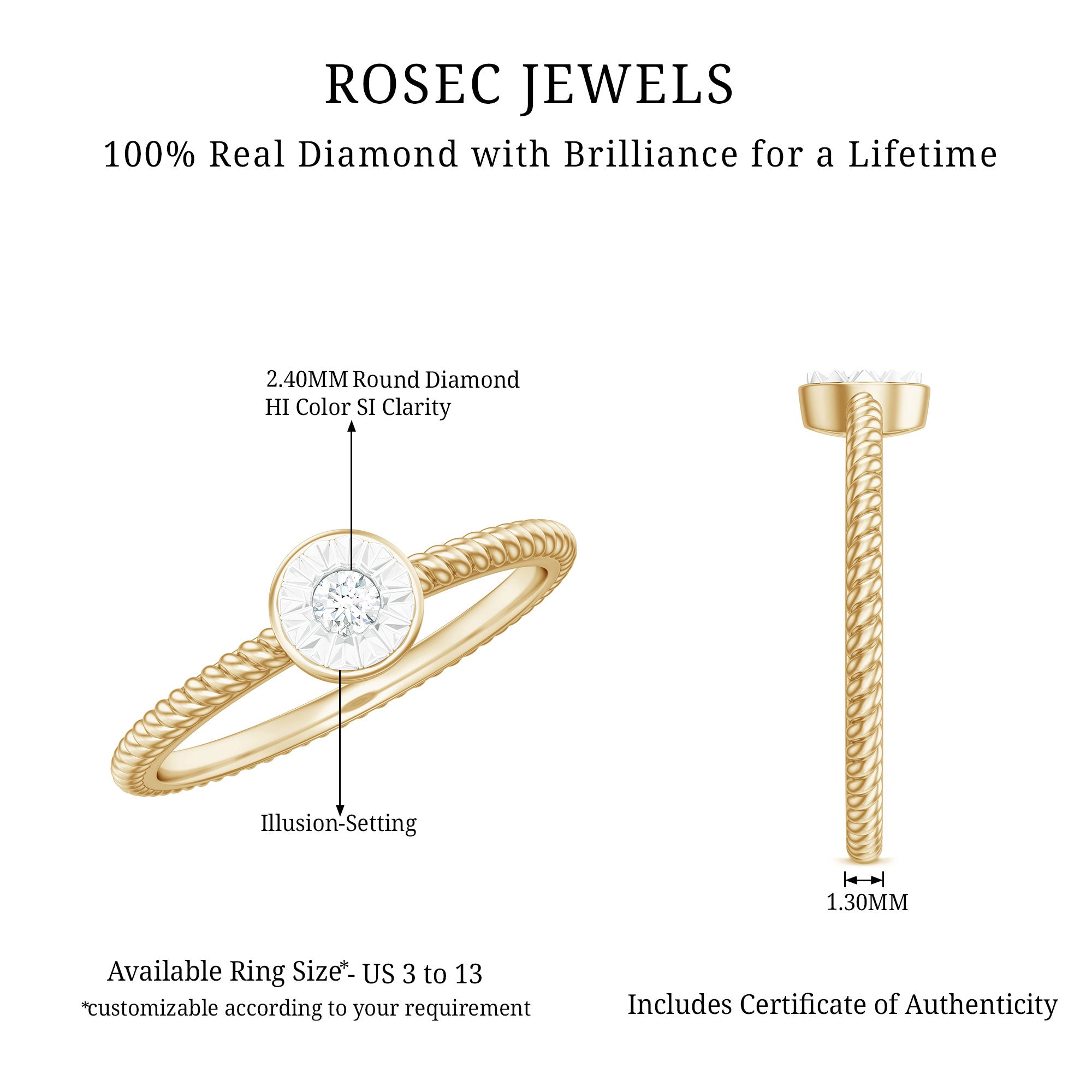 Illusion Set Diamond Promise Ring Natural - ( HI-SI ) - Rosec Jewels