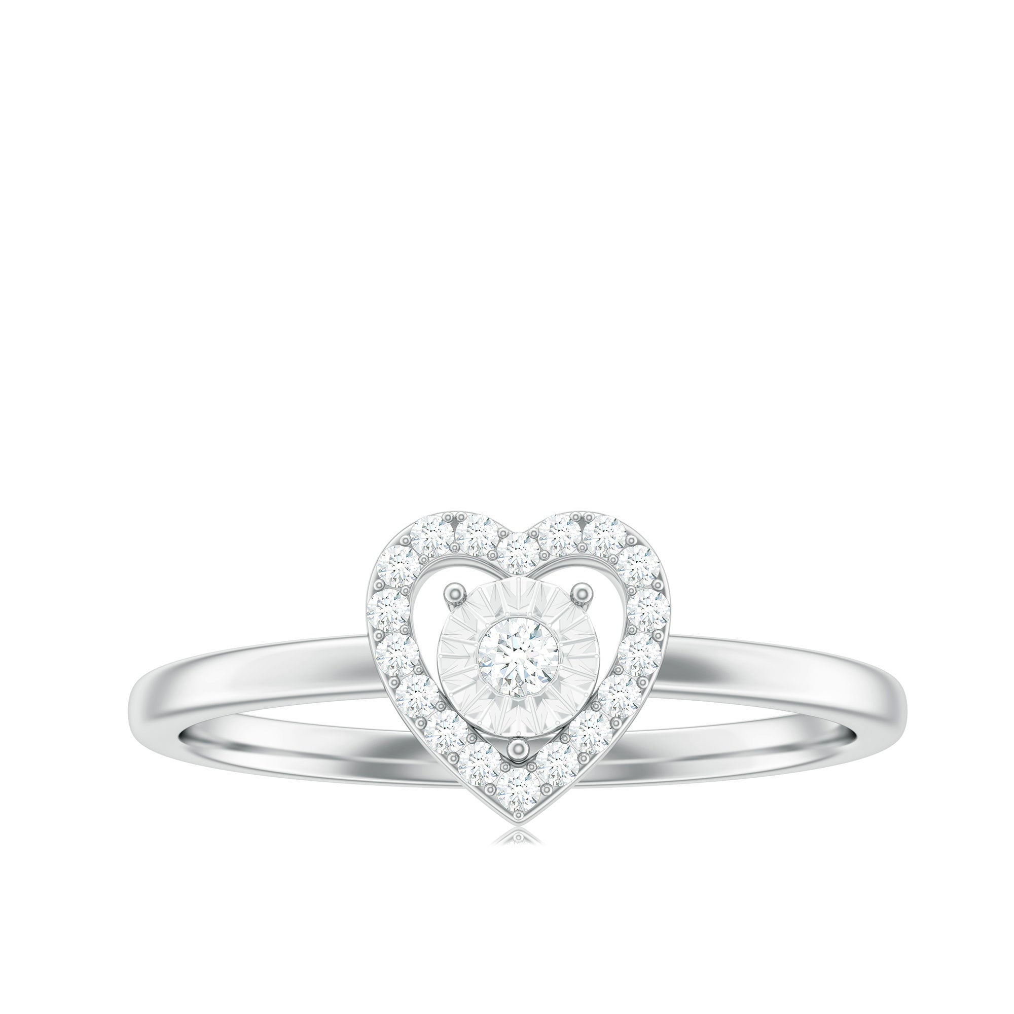 Certified Real Diamond Heart Promise Ring Natural - ( HI-SI ) - Rosec Jewels
