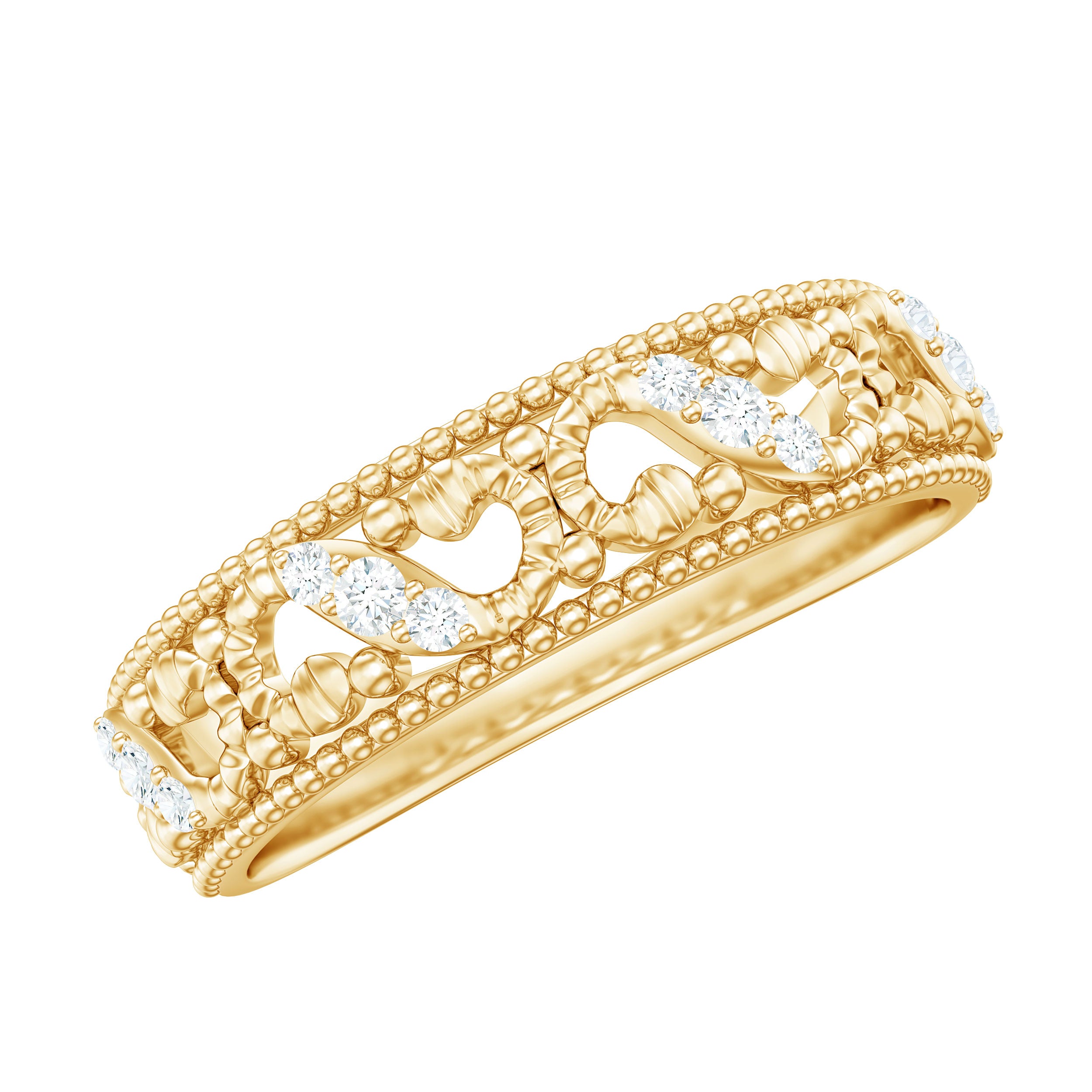 Vintage Looking Diamond Band Ring for Women Natural - ( HI-SI ) - Rosec Jewels