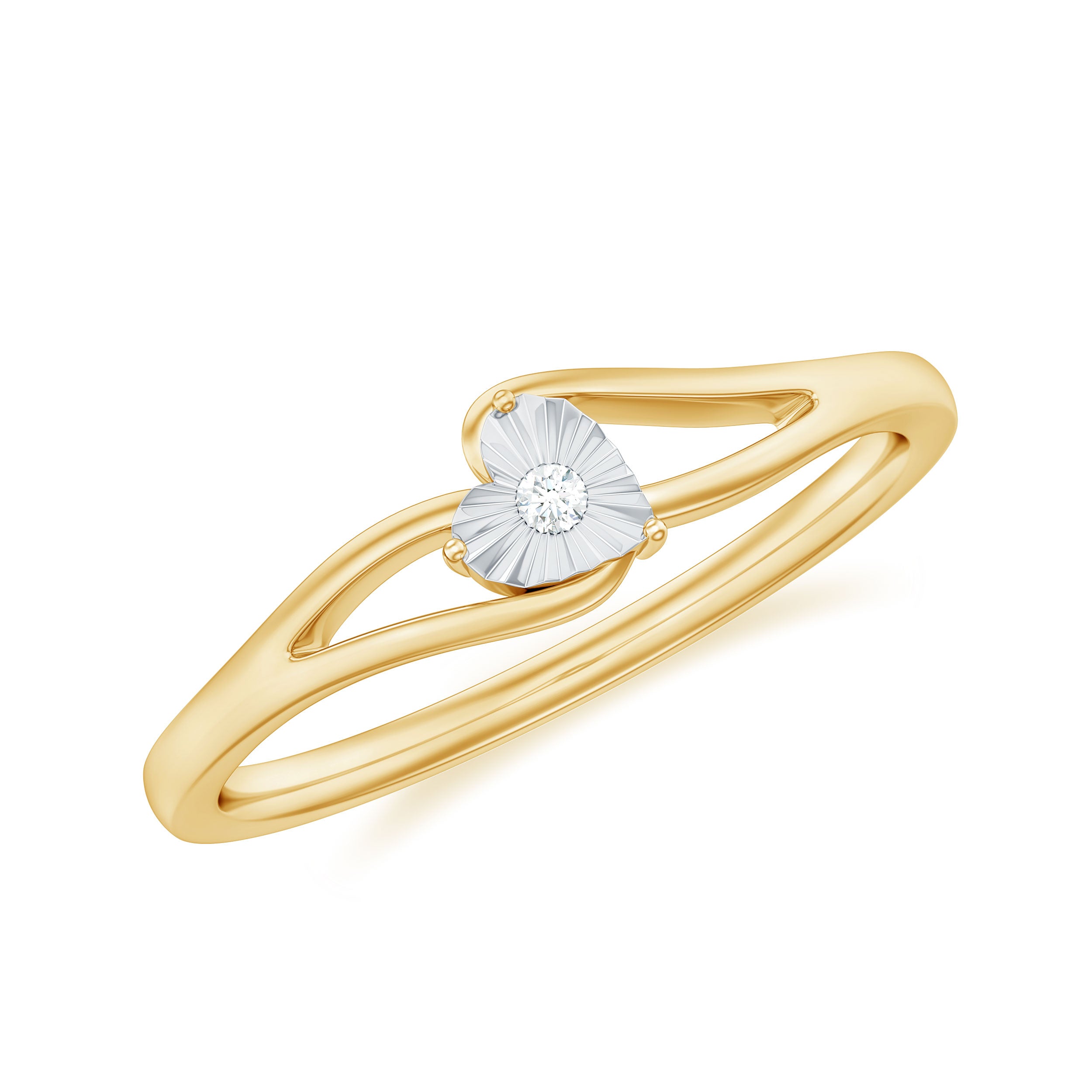 Certified Real Heart Promise Ring with Split Shank Natural - ( HI-SI ) - Rosec Jewels