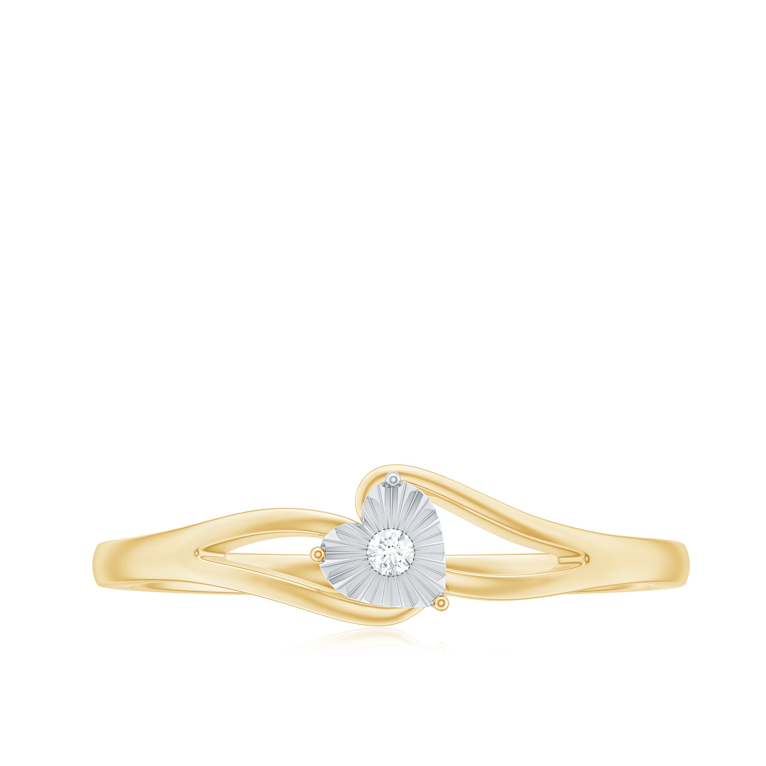 Certified Real Heart Promise Ring with Split Shank Natural - ( HI-SI ) - Rosec Jewels