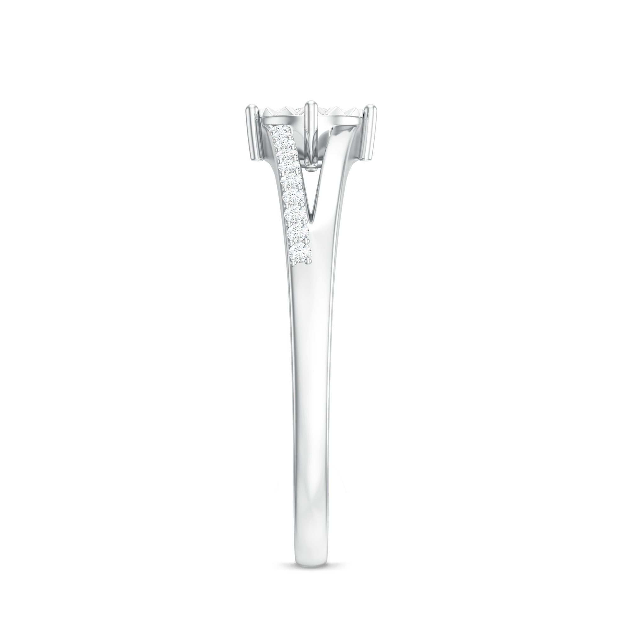 Natural Diamond Engagement Ring with Split Shank Natural - ( HI-SI ) - Rosec Jewels