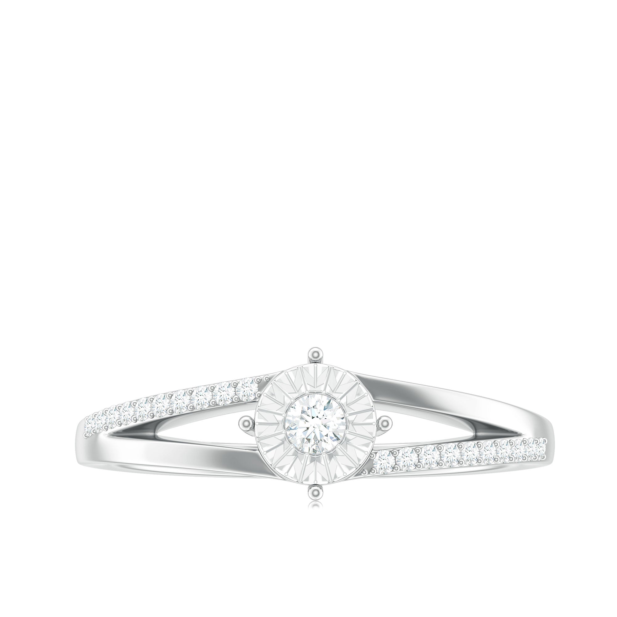Natural Diamond Engagement Ring with Split Shank Natural - ( HI-SI ) - Rosec Jewels