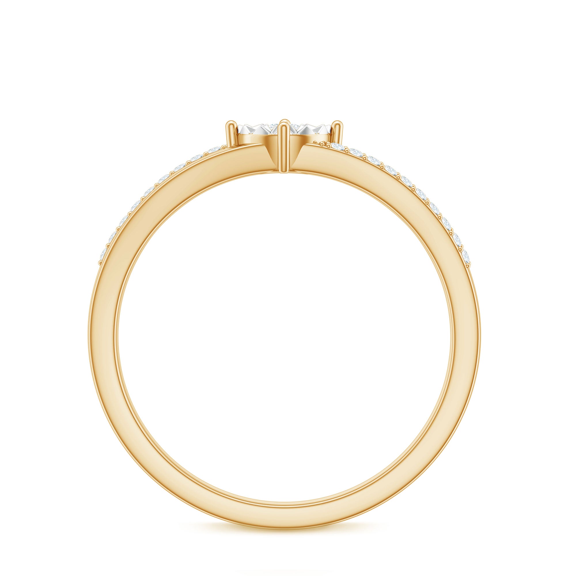 Natural Diamond Engagement Ring with Split Shank Natural - ( HI-SI ) - Rosec Jewels