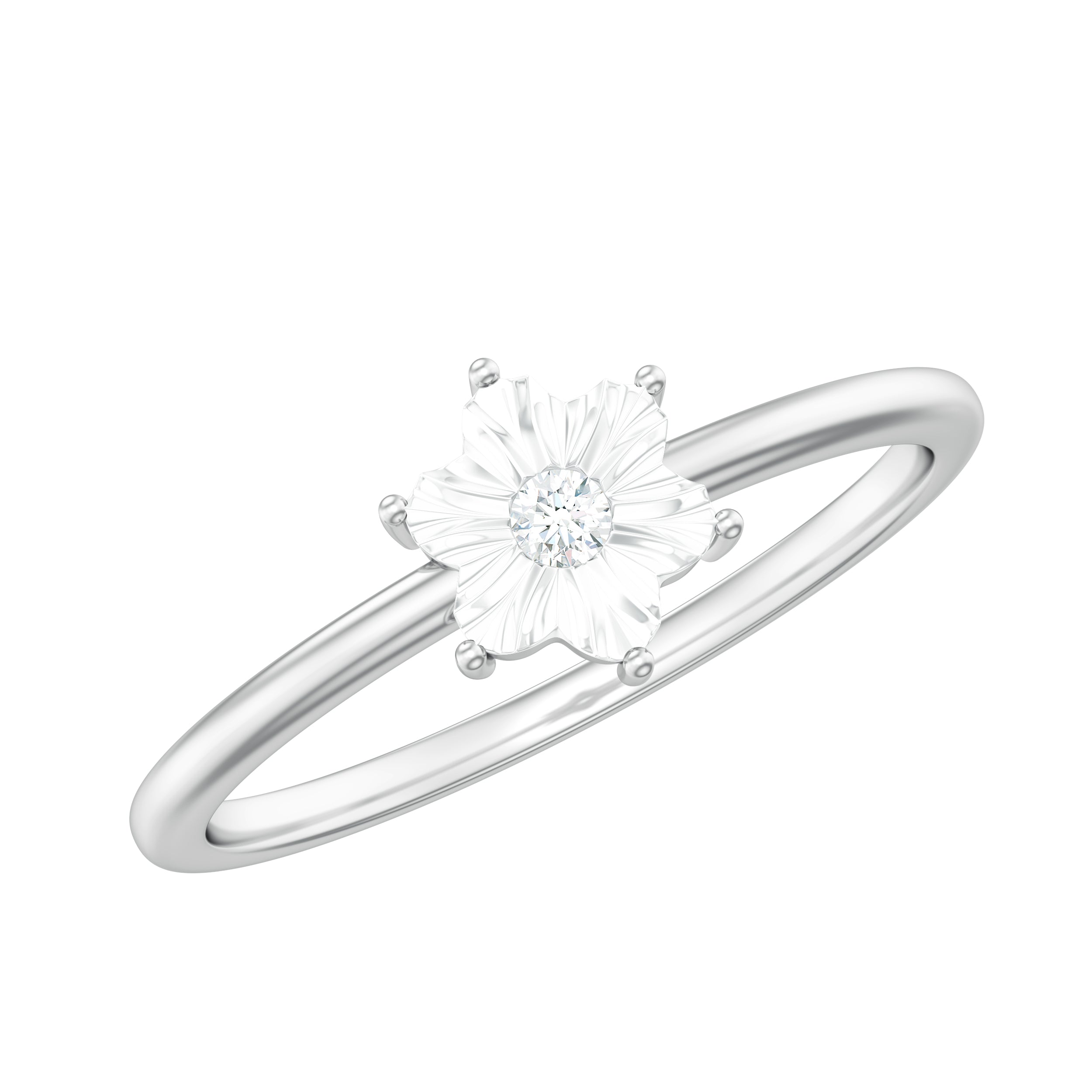 Natural Diamond Flower Ring with Miracle Plate