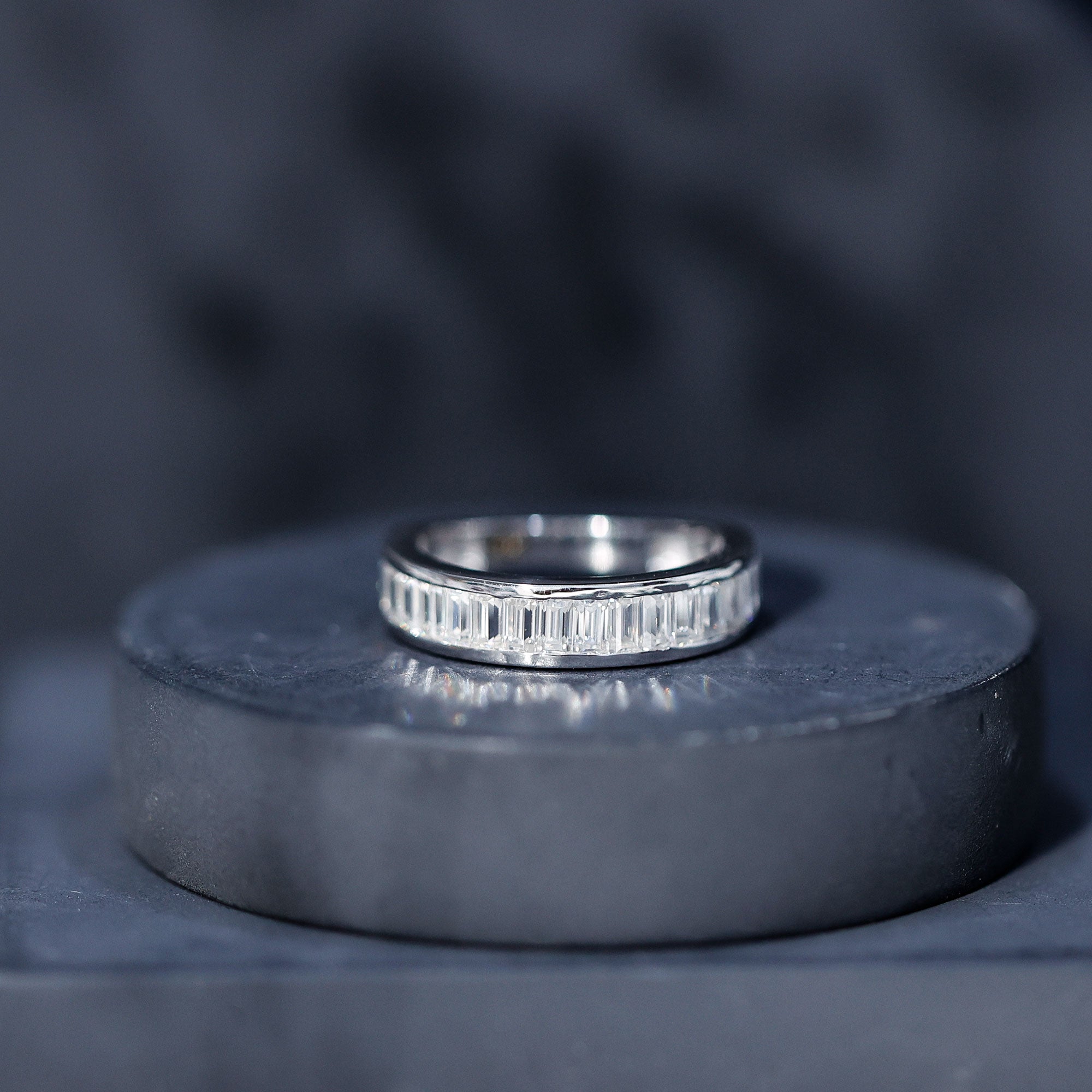 Channel Set Certified Moissanite Half Eternity Band Ring D-VS1 - Rosec Jewels