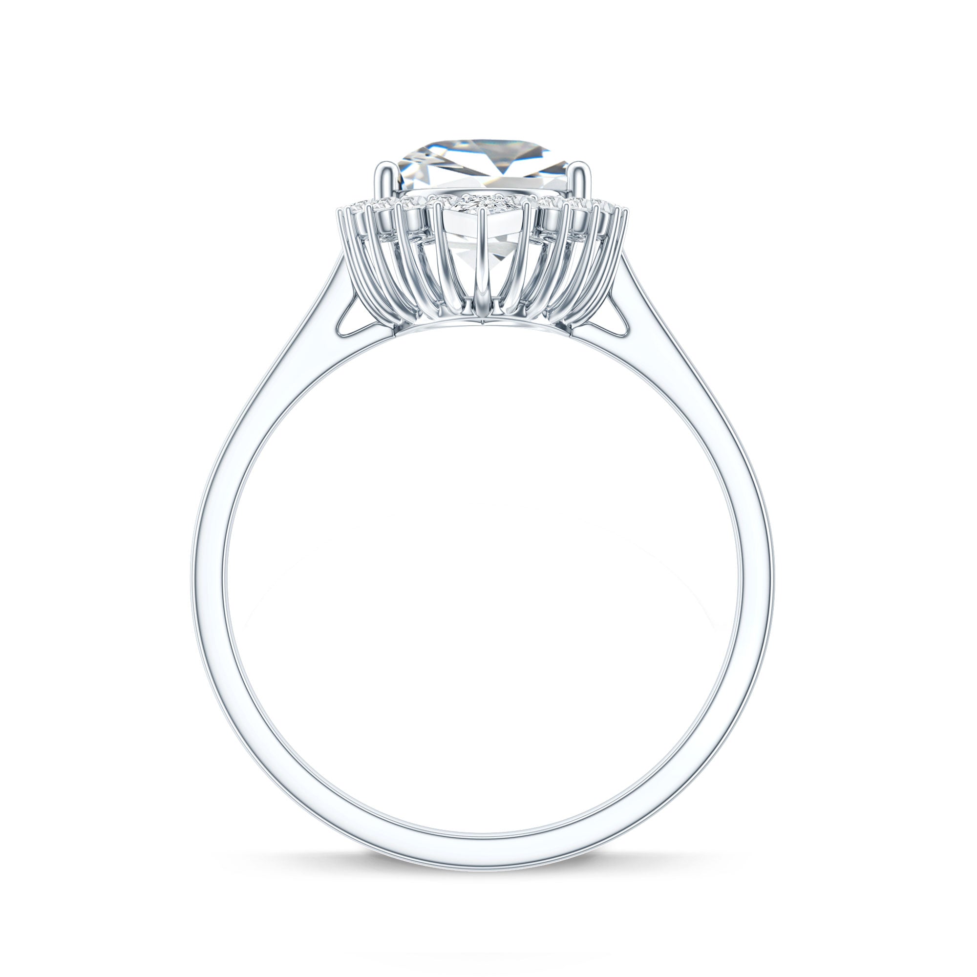 Pear Shape Moissanite Huge Engagement Ring with Halo D-VS1 - Rosec Jewels