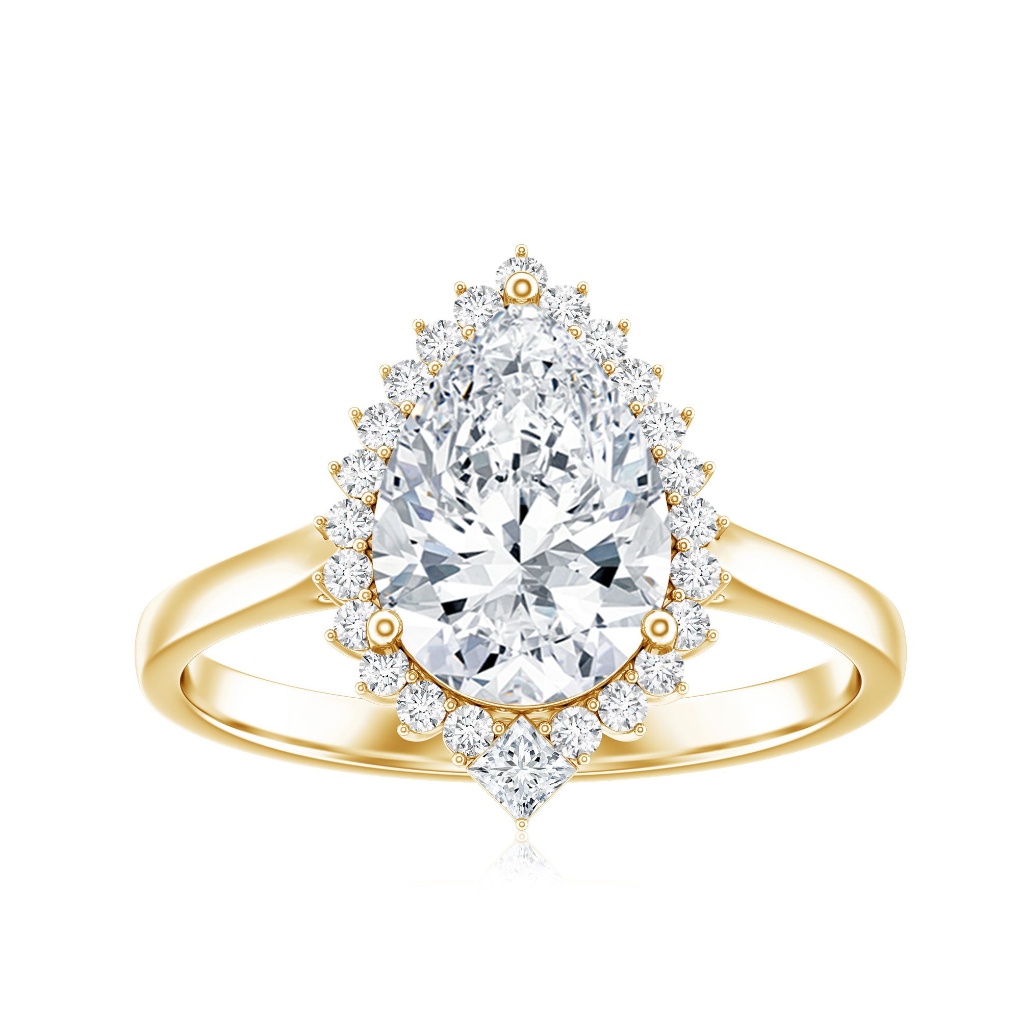 Pear Shape Moissanite Huge Engagement Ring with Halo D-VS1 - Rosec Jewels