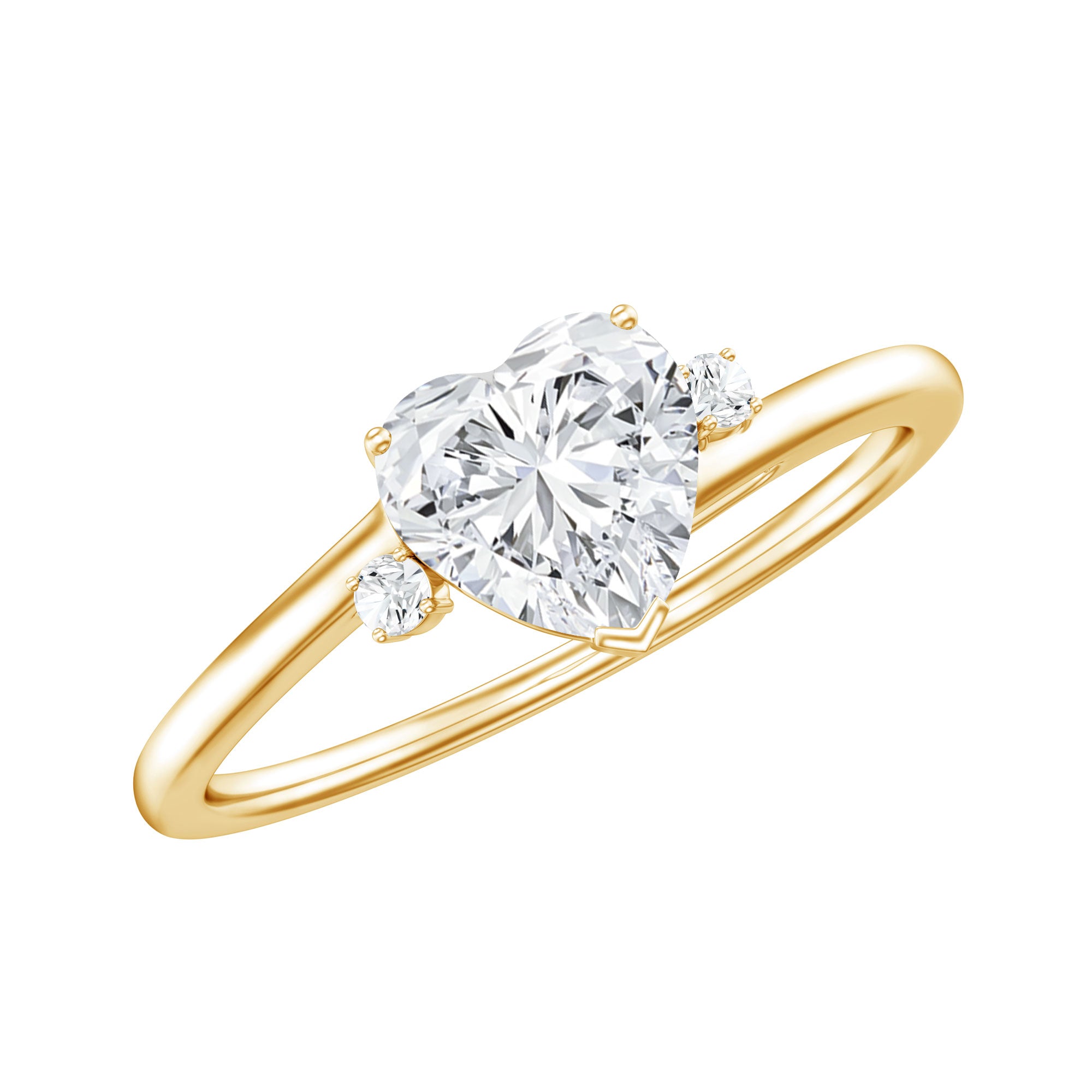 Solitaire Moissanite Heart Engagement Ring in Prong Setting D-VS1 - Rosec Jewels
