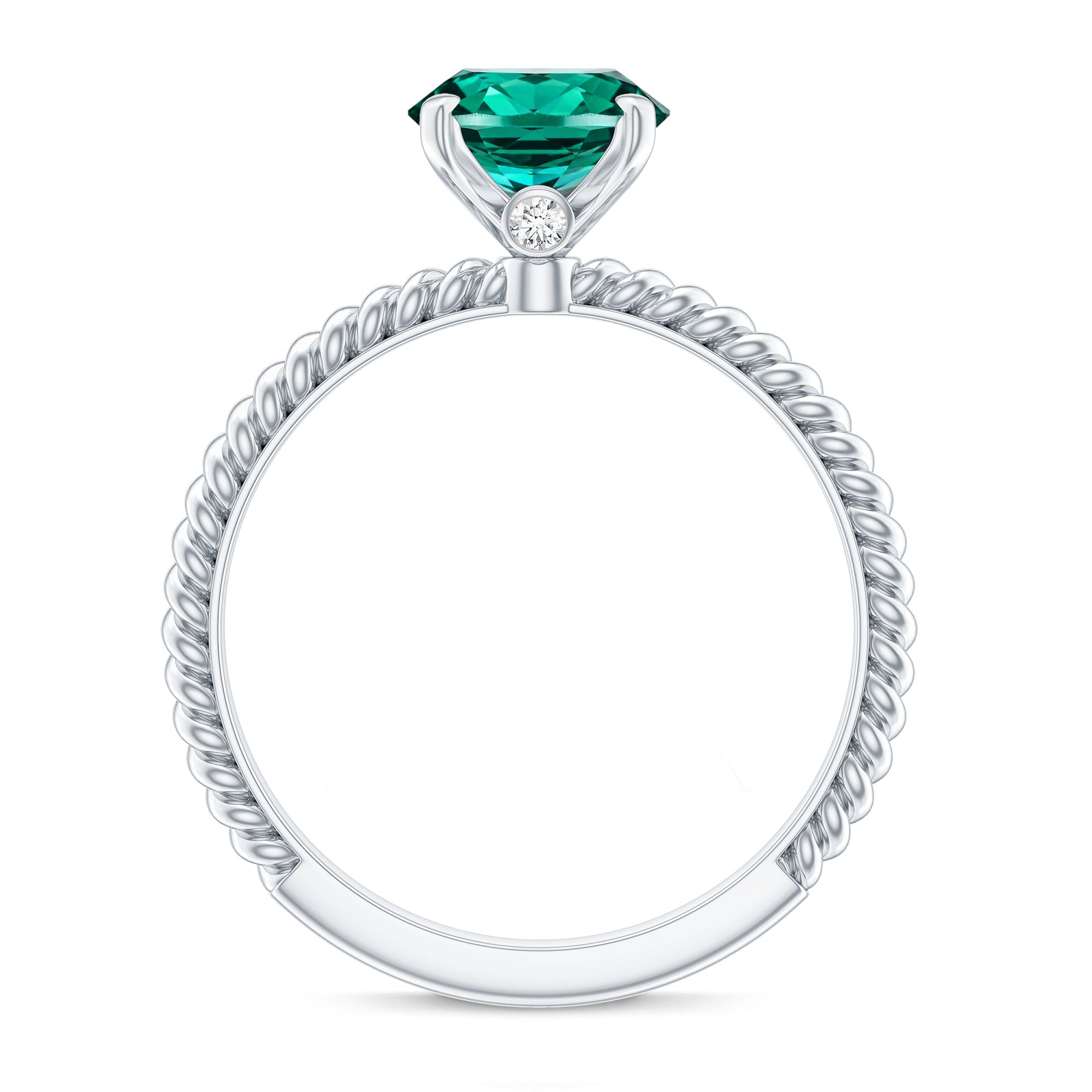 Certified 3 Carat Oval Lab Grown Emerald Ring for Engagement AAAA - Rosec Jewels