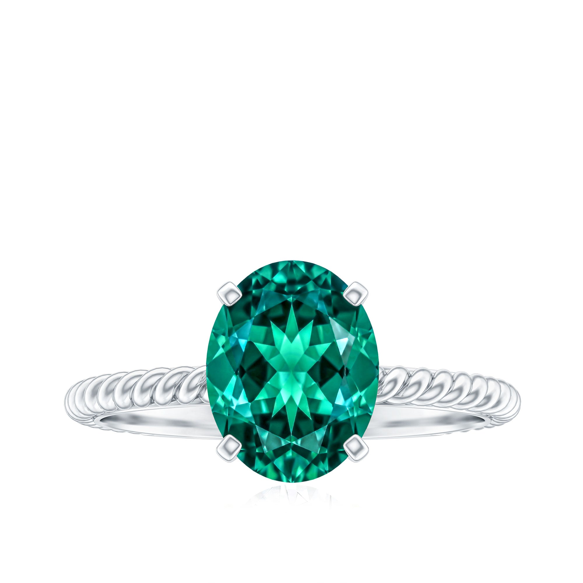 Certified 3 Carat Oval Lab Grown Emerald Ring for Engagement AAAA - Rosec Jewels