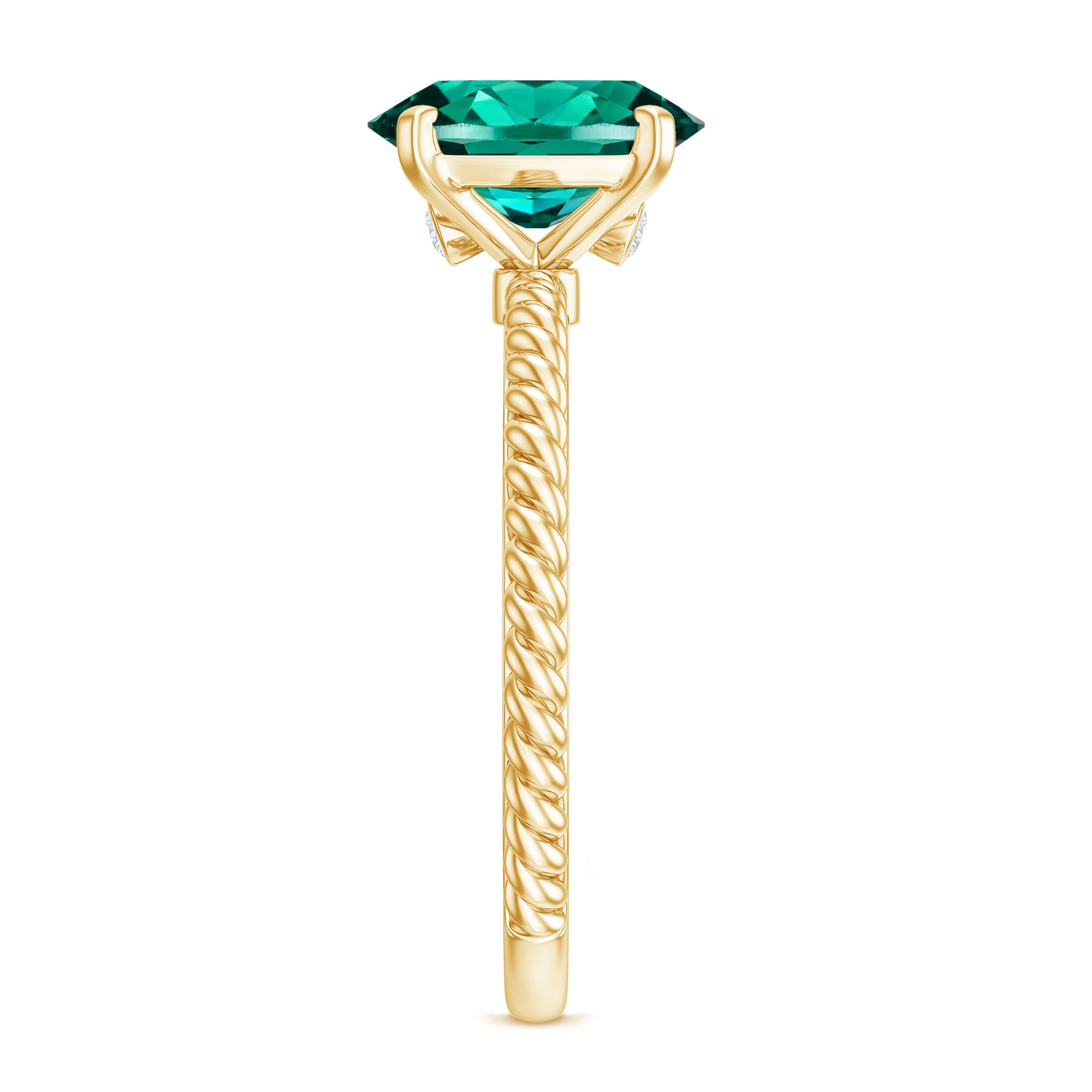 Certified 3 Carat Oval Lab Grown Emerald Ring for Engagement AAAA - Rosec Jewels