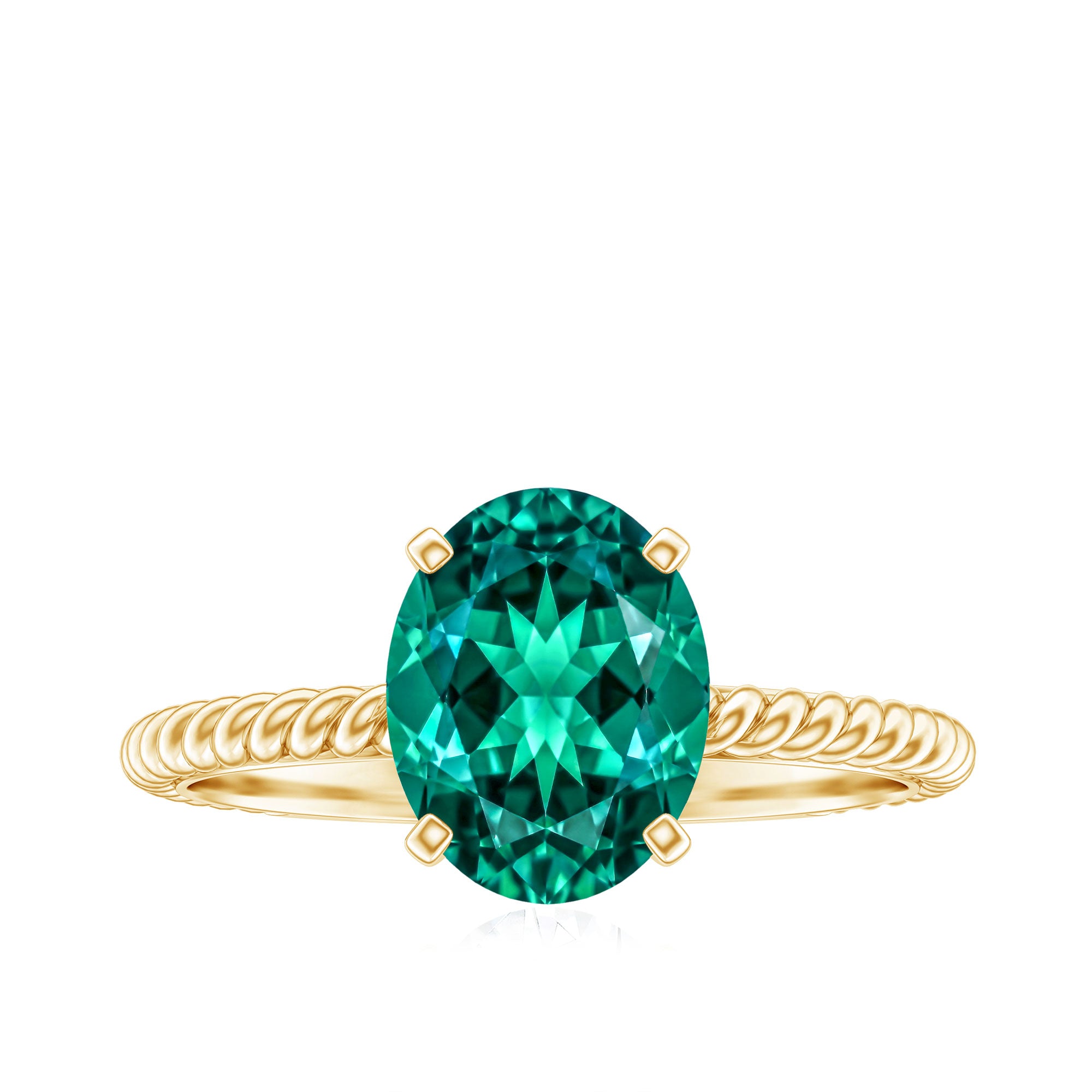 Certified 3 Carat Oval Lab Grown Emerald Ring for Engagement AAAA - Rosec Jewels