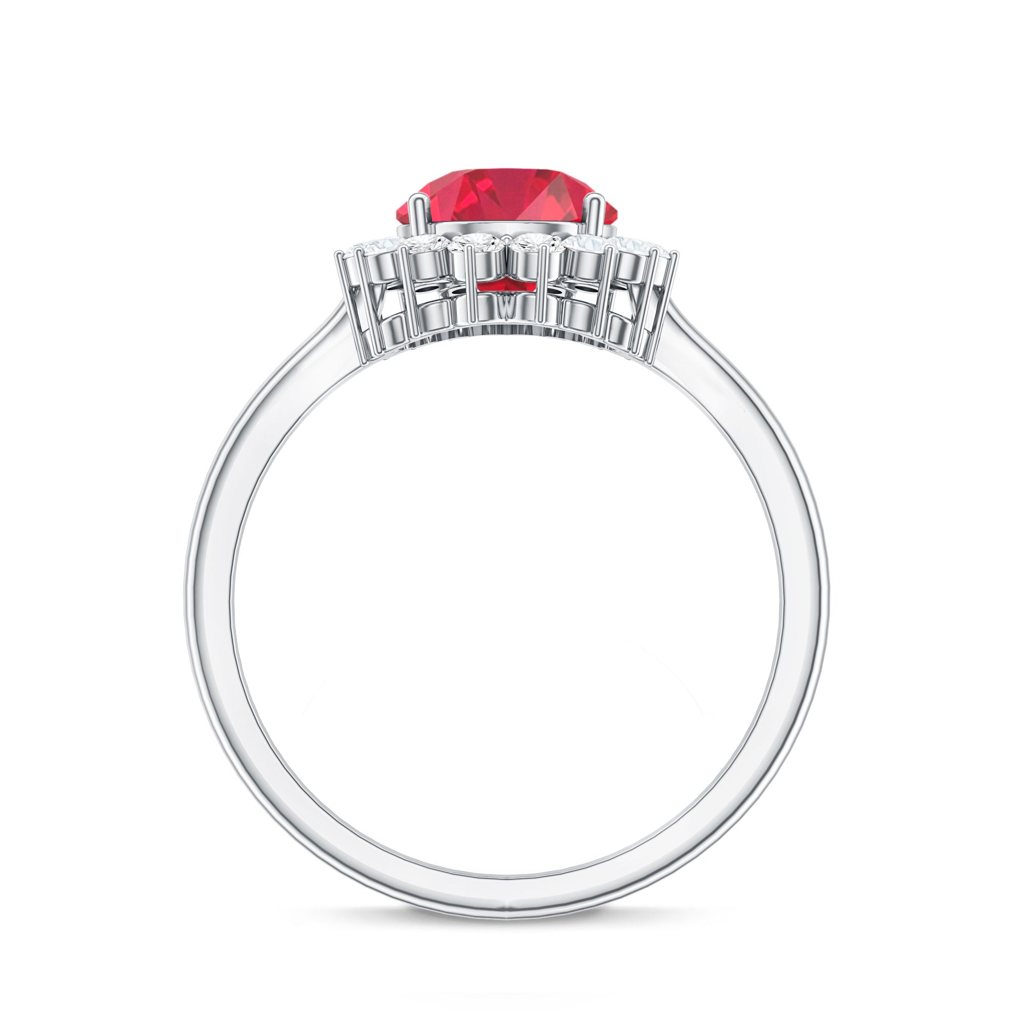 Certified 2.9 Carat Lab Grown Ruby Teardrop Engagement Ring with Diamond Halo AAAA - Rosec Jewels