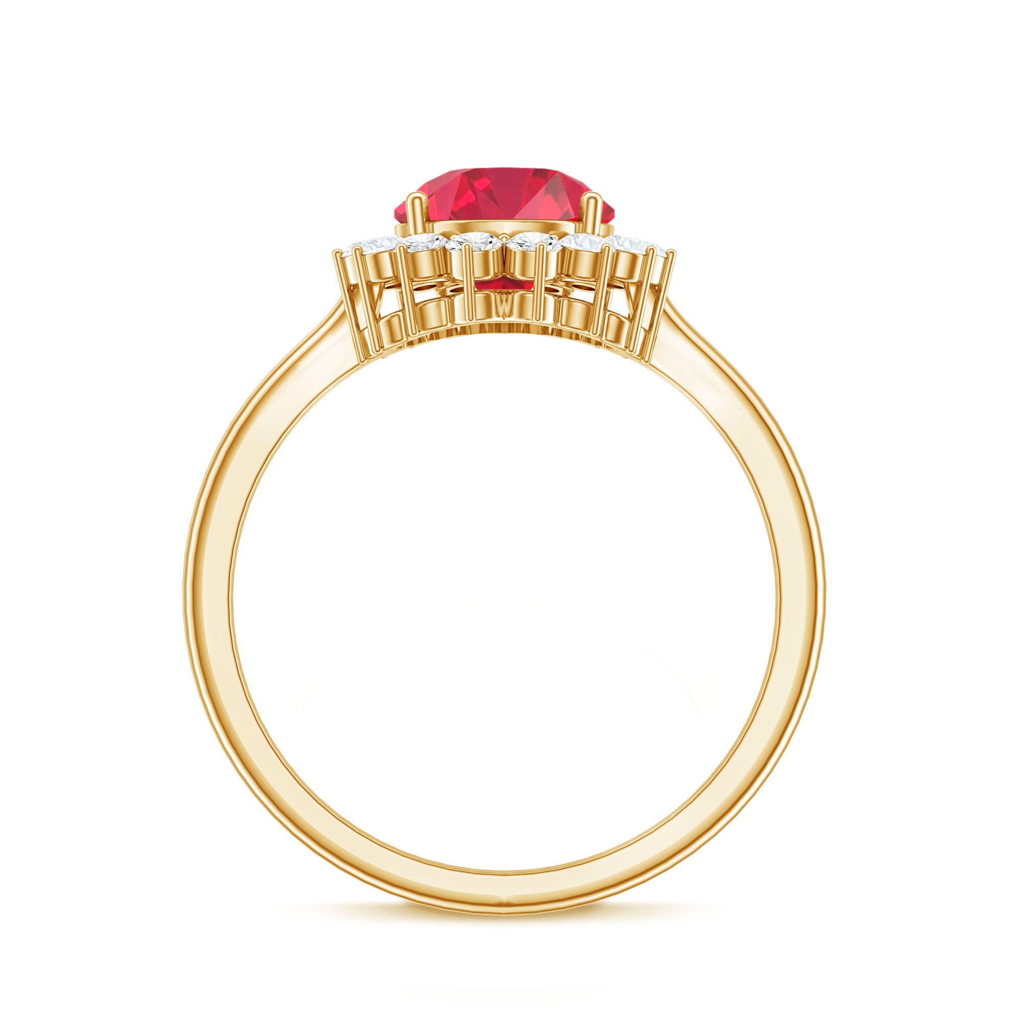 Certified 2.9 Carat Lab Grown Ruby Teardrop Engagement Ring with Diamond Halo AAAA - Rosec Jewels
