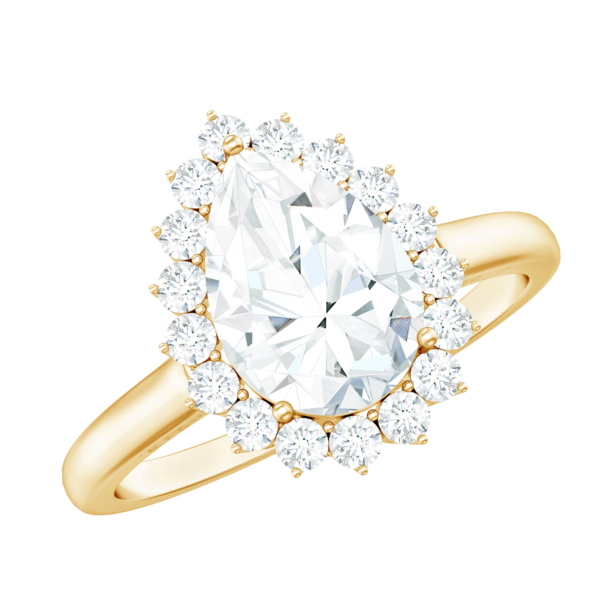 1.4 Carat Cubic Zirconia Teardrop Halo Engagement Ring AAAA - Rosec Jewels