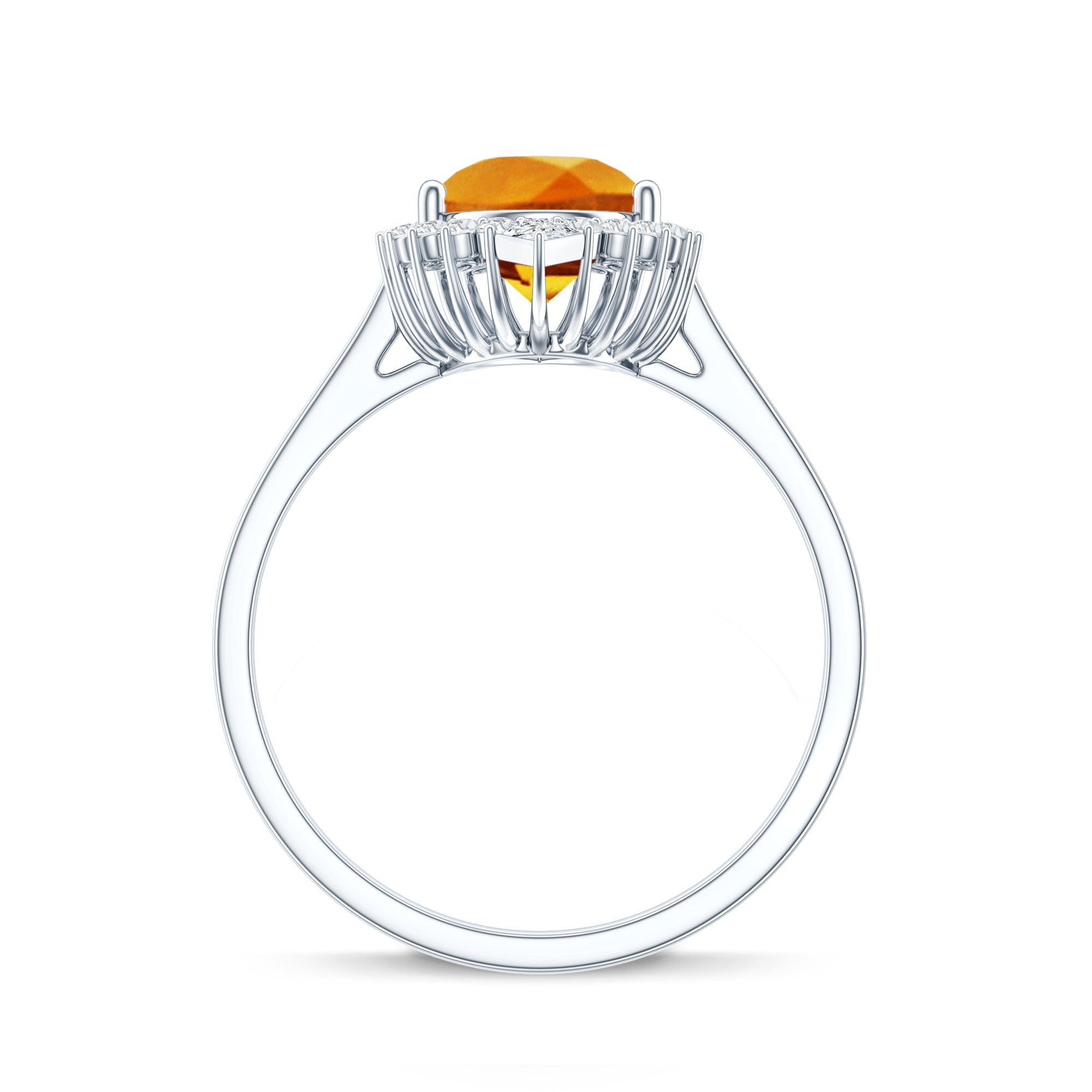 Certified 2.5 Carat Lab Grown Orange Sapphire Engagement Ring with Real Diamond Halo AAAA - Rosec Jewels