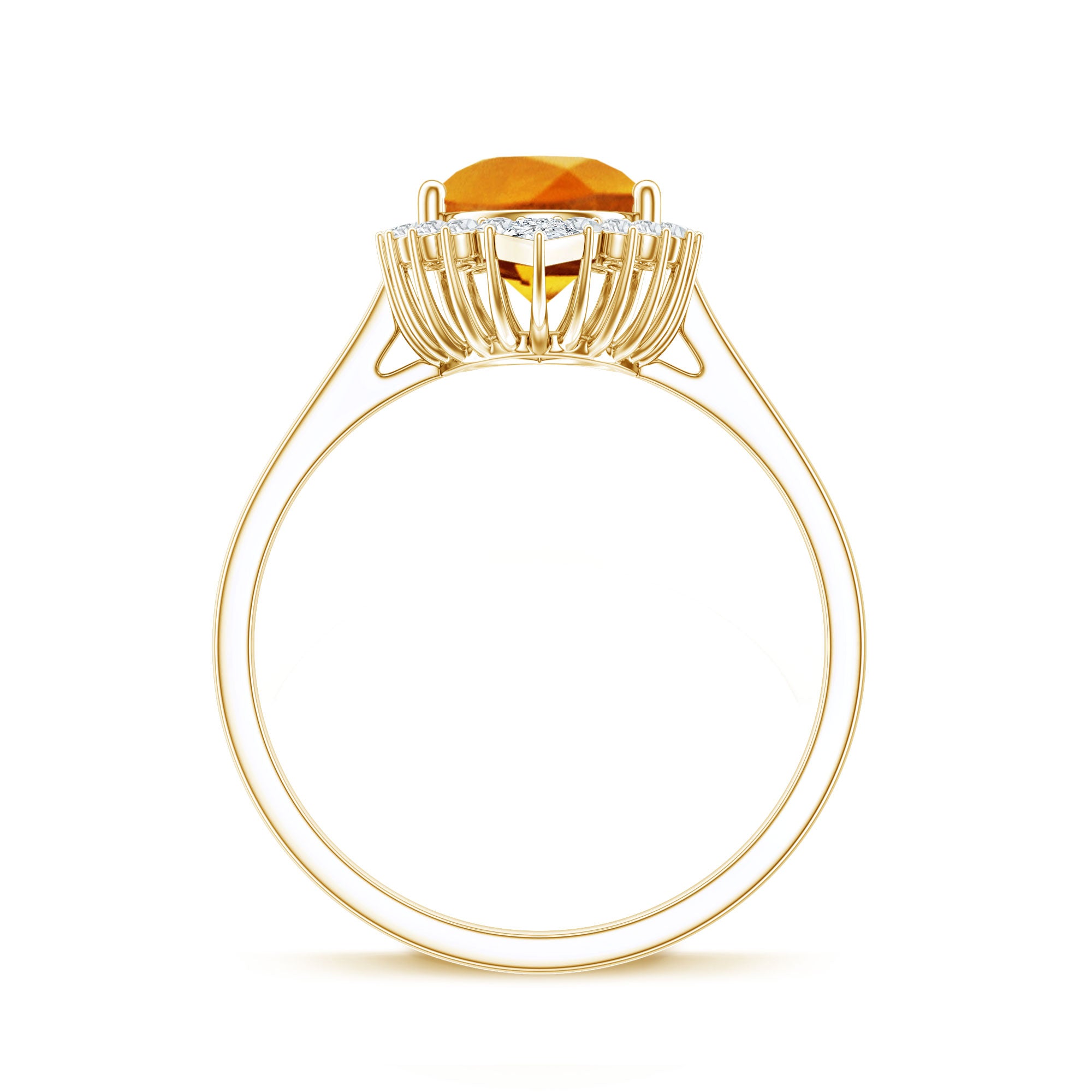 Certified 2.5 Carat Lab Grown Orange Sapphire Engagement Ring with Real Diamond Halo AAAA - Rosec Jewels