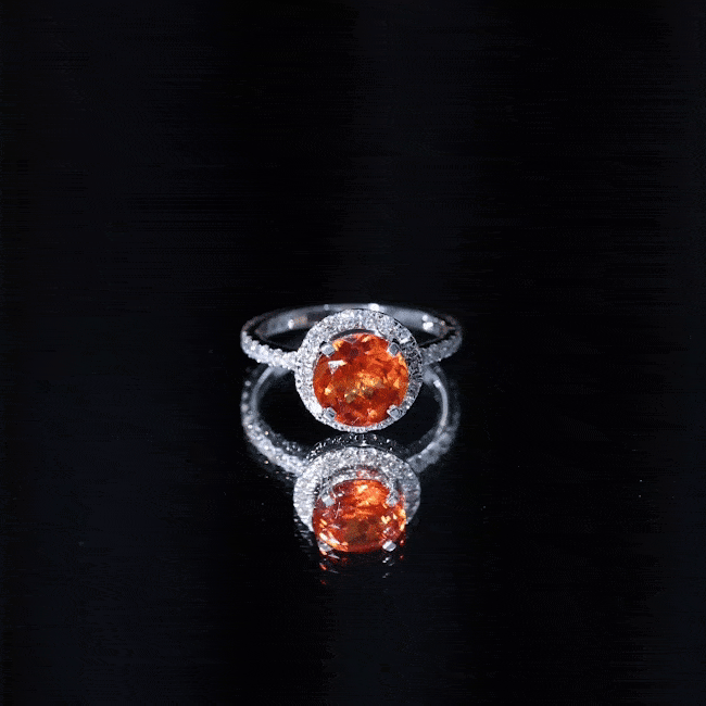 Certified 2.25 Carat Lab Grown Orange Sapphire Engagement Ring with Diamond Halo AAAA - Rosec Jewels