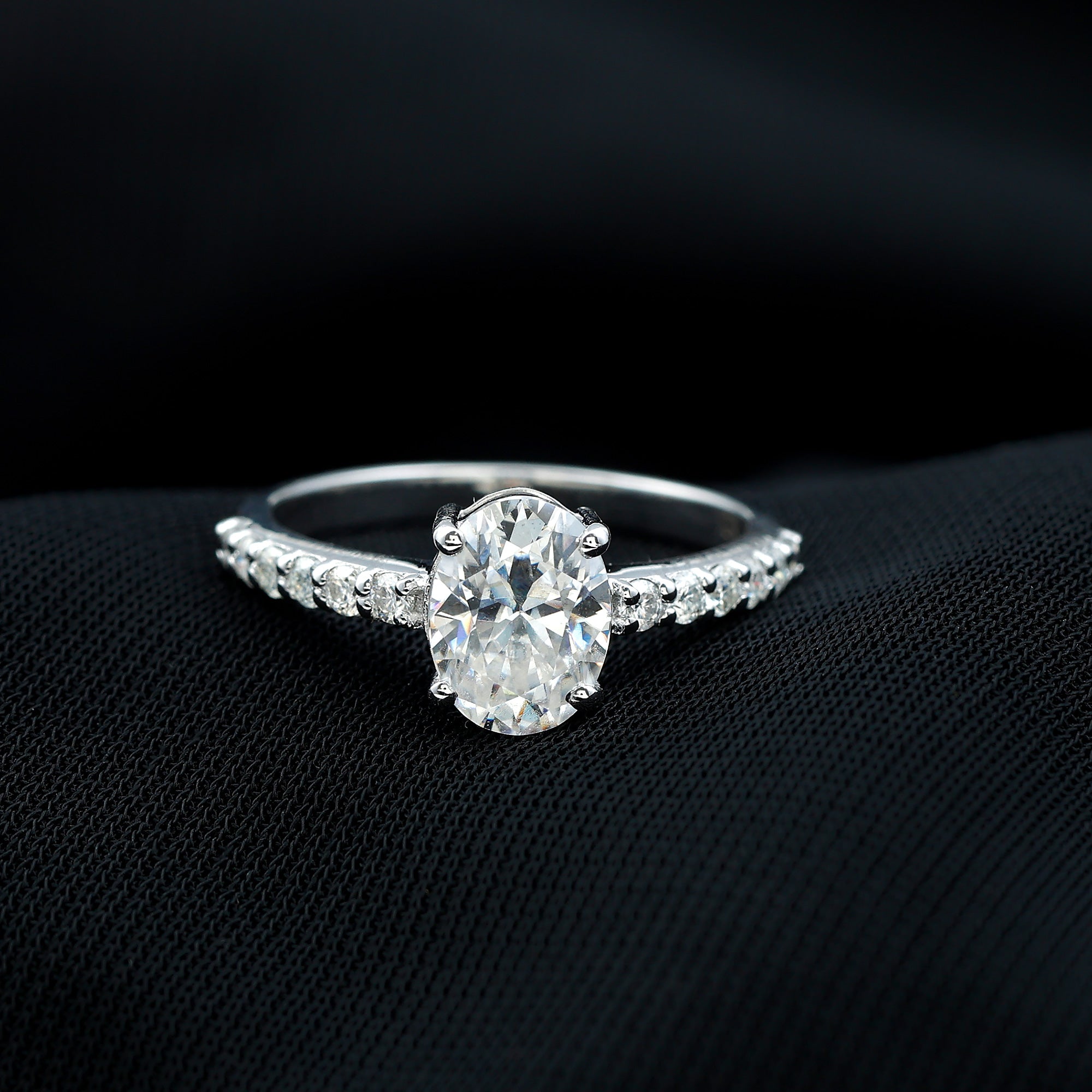 Certified 6X8 MM Lab Grown Diamond Oval Engagement Ring Lab - ( EF-VS ) - Rosec Jewels