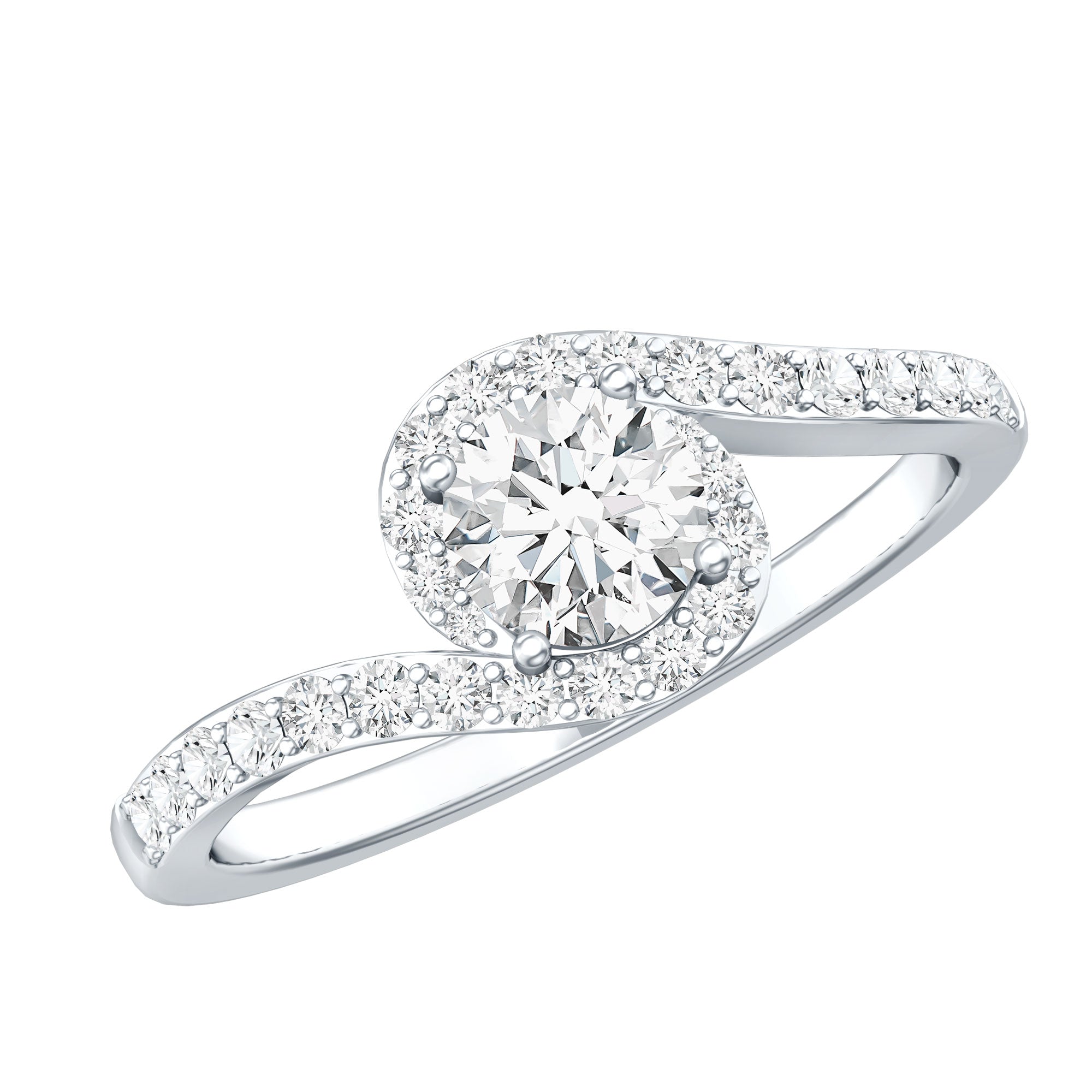 Certified 5 MM Lab Grown Diamond Bypass Engagement Ring Lab - ( EF-VS ) - Rosec Jewels