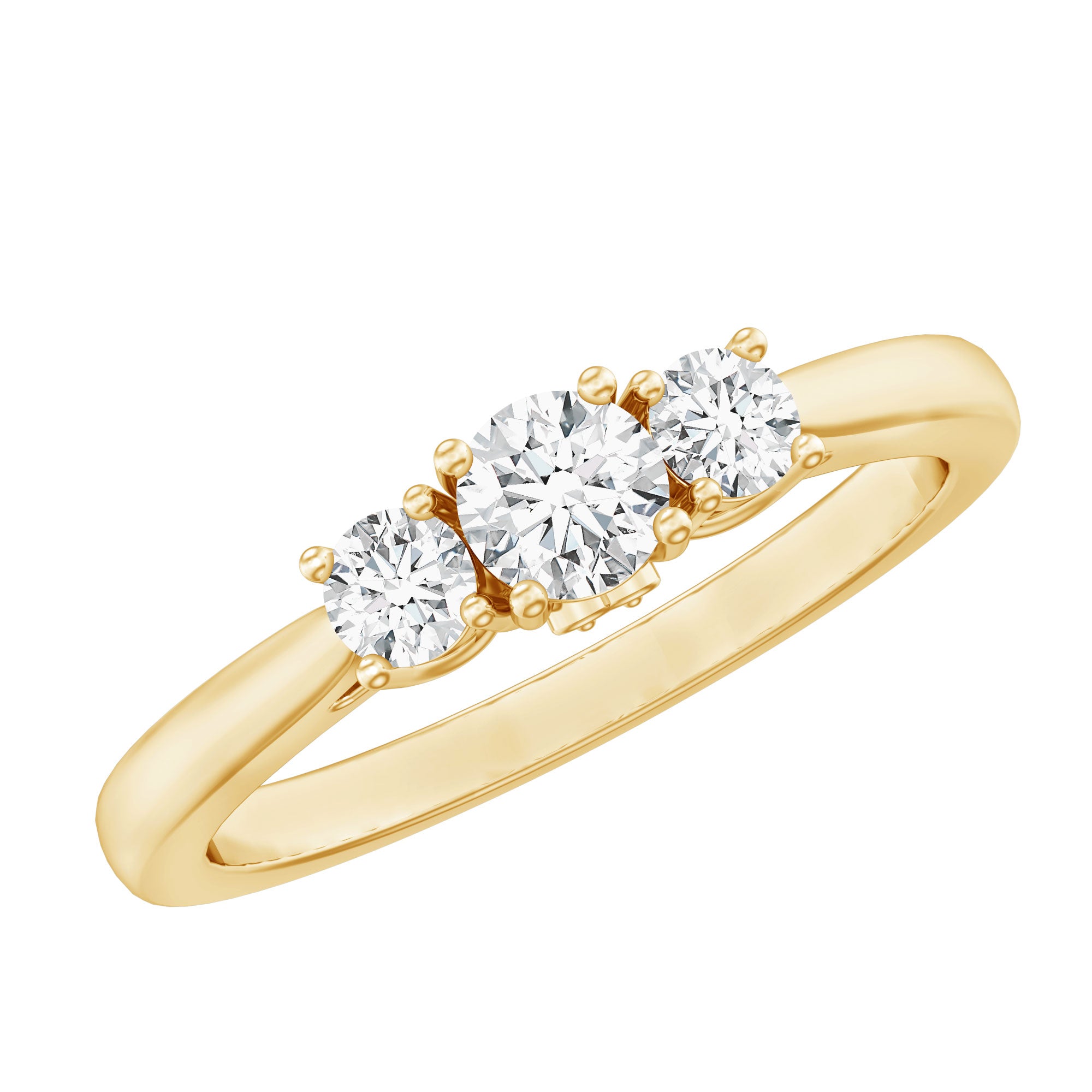 Lab Grown Diamond Minimal 3 Stone Engagement Ring Lab - ( EF-VS ) - Rosec Jewels