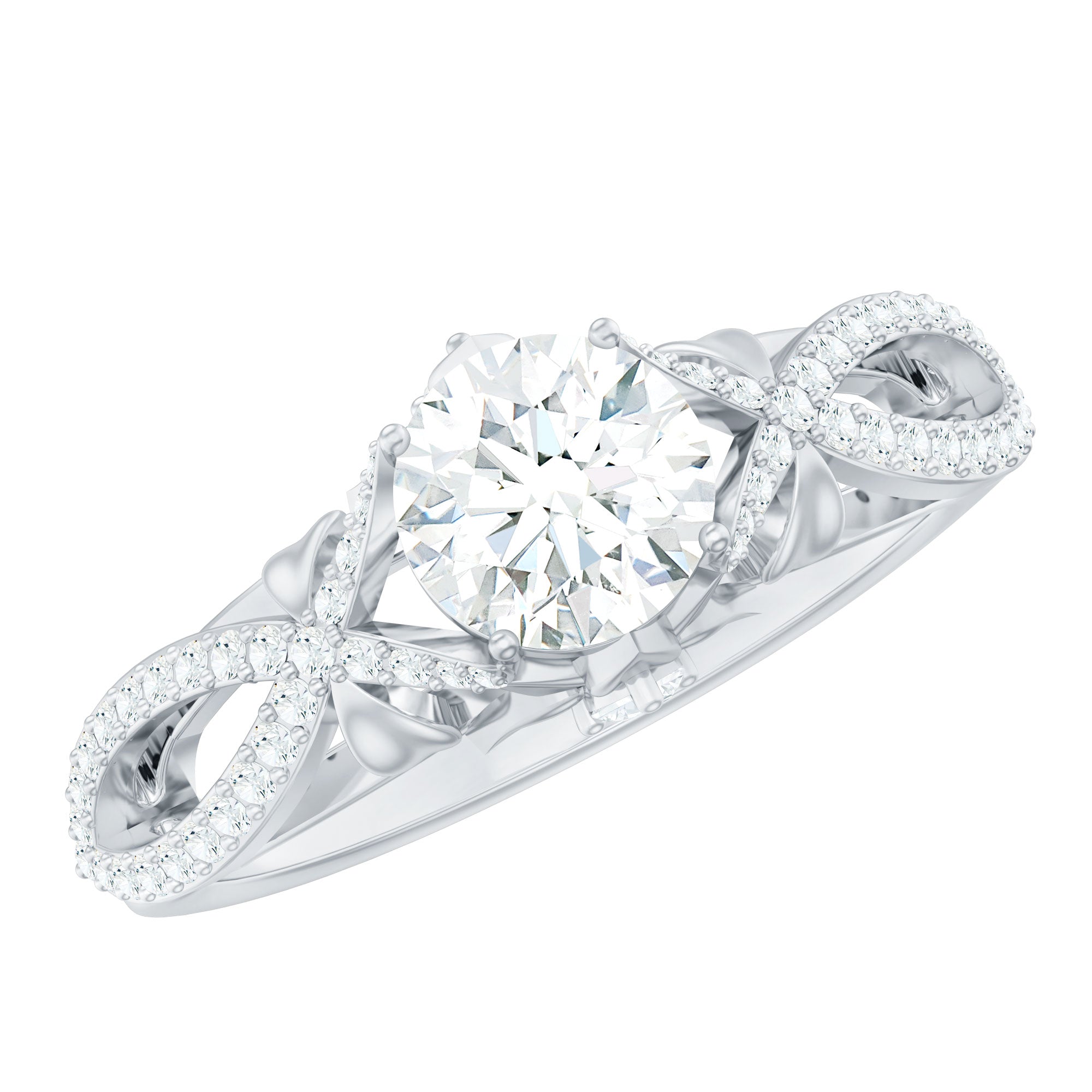 Certified 6 MM Lab Grown Diamond Crossover Engagement Ring