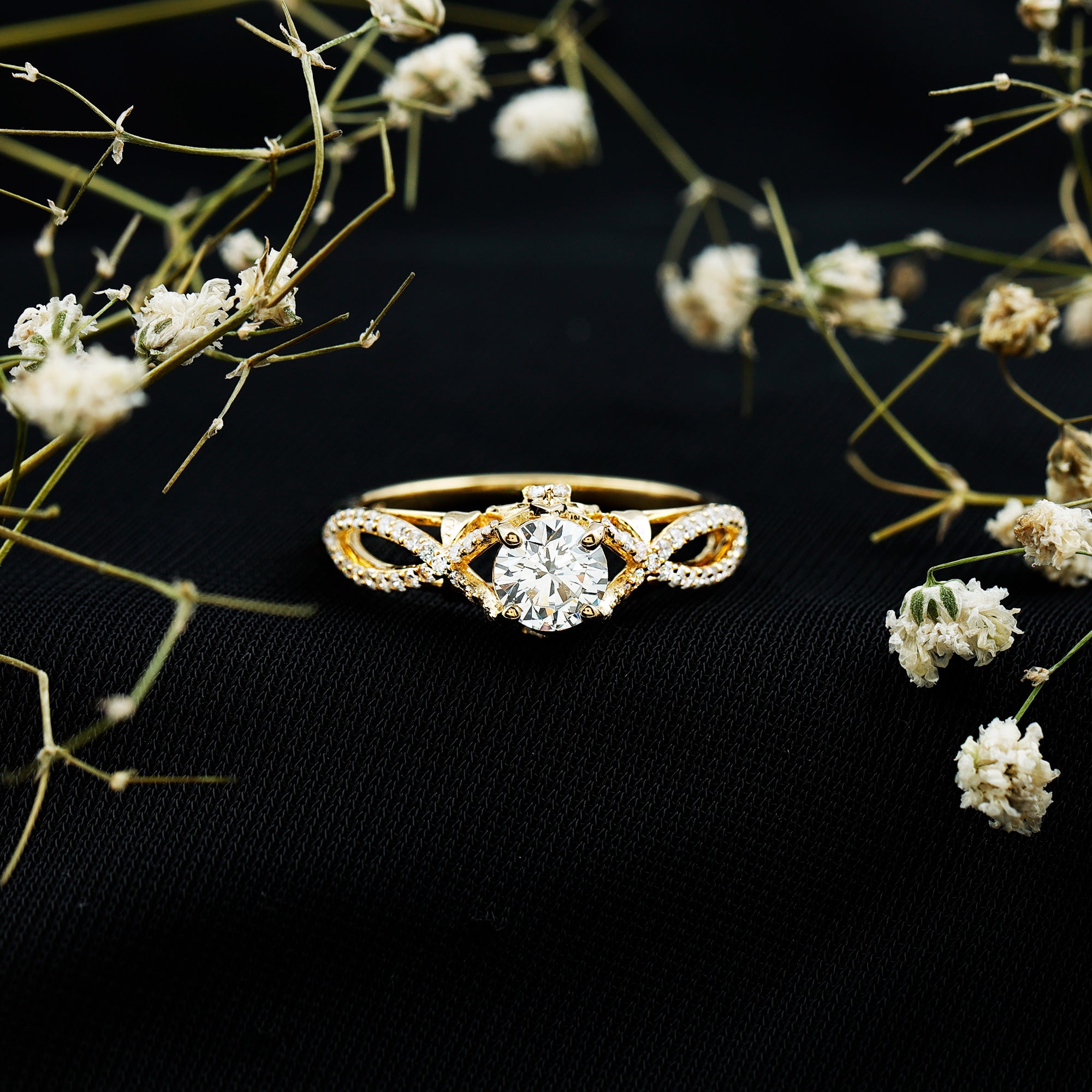 Certified 6 MM Lab Grown Diamond Crossover Engagement Ring Lab - ( EF-VS ) - Rosec Jewels