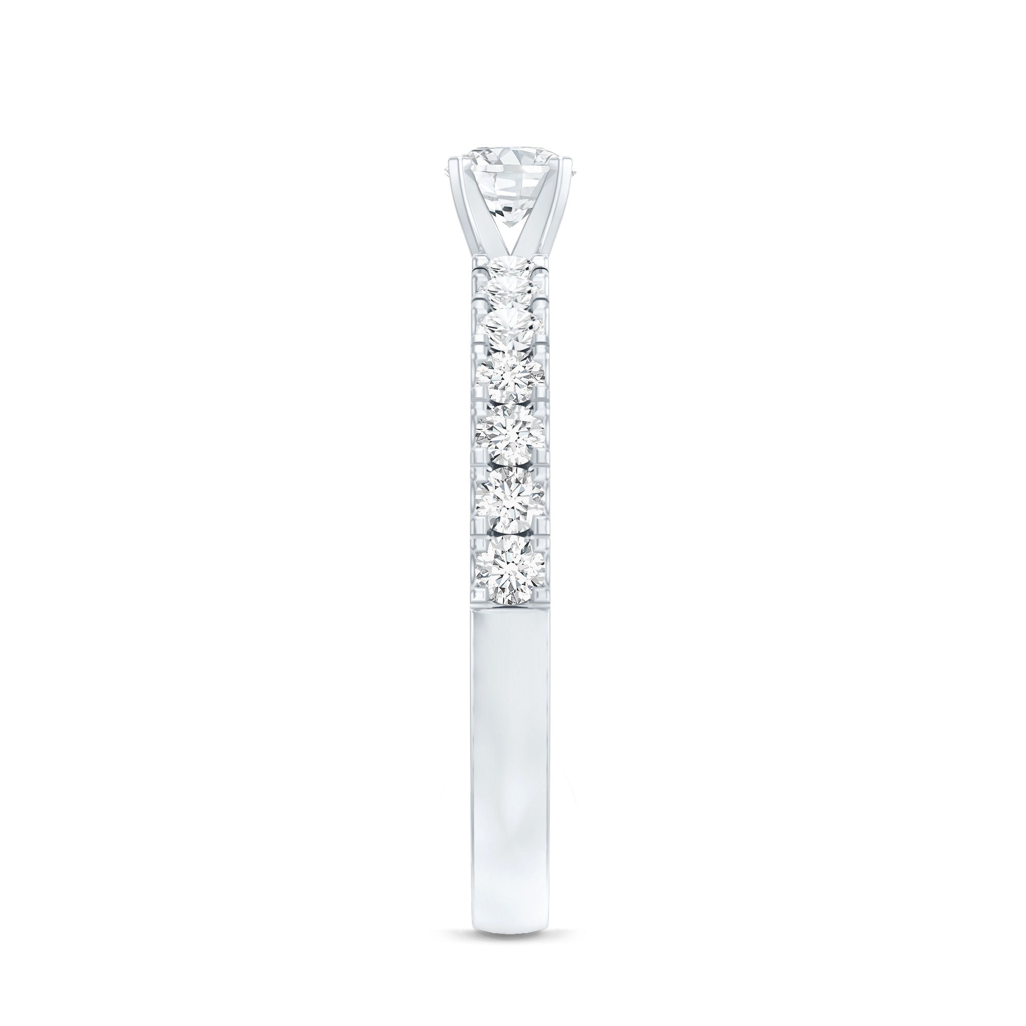Certified Lab Grown Diamond Engagement Ring with Side Stones Lab - ( EF-VS ) - Rosec Jewels