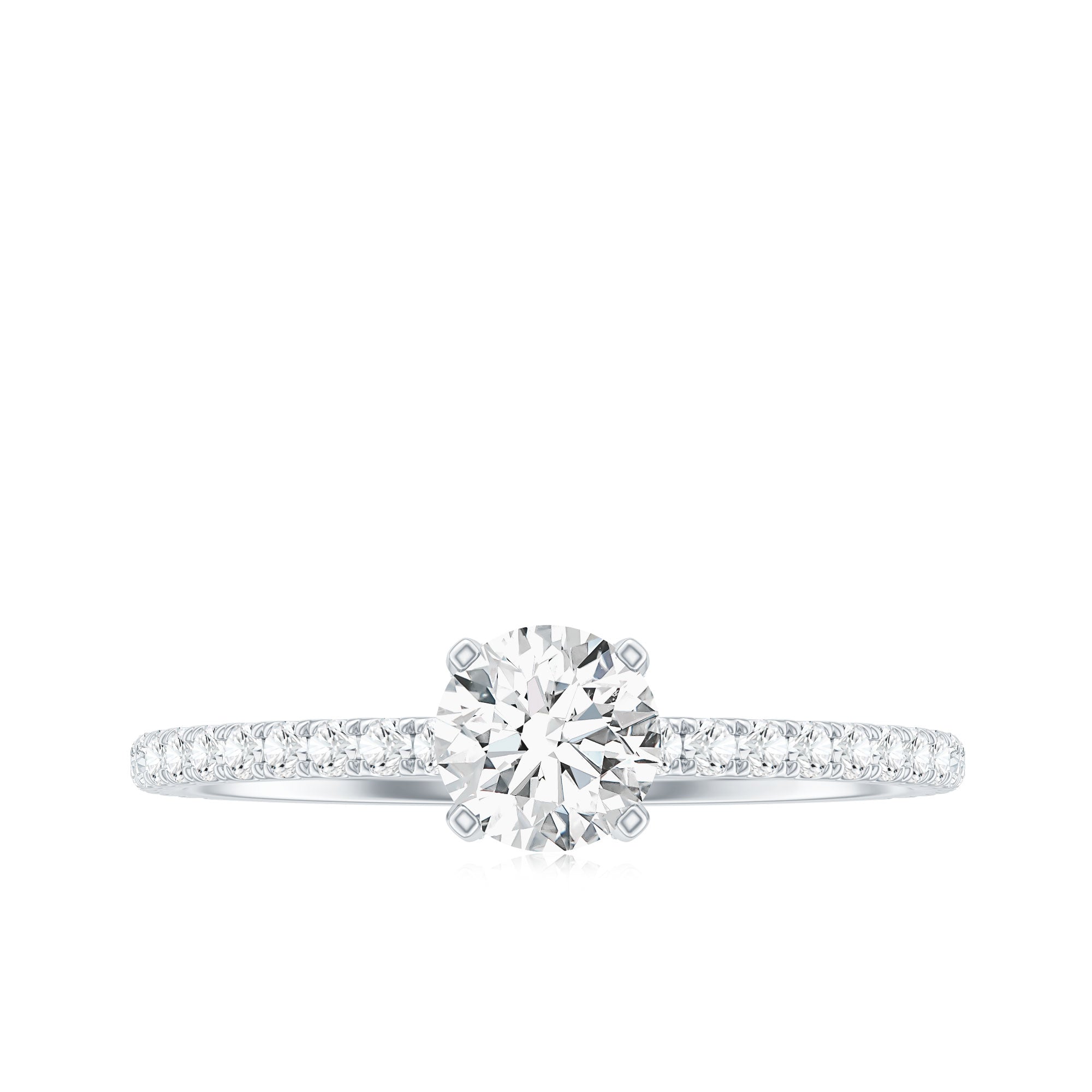 Rosec Jewels-Lab Grown Diamond 5 MM Solitaire Engagement Ring with Side Stones