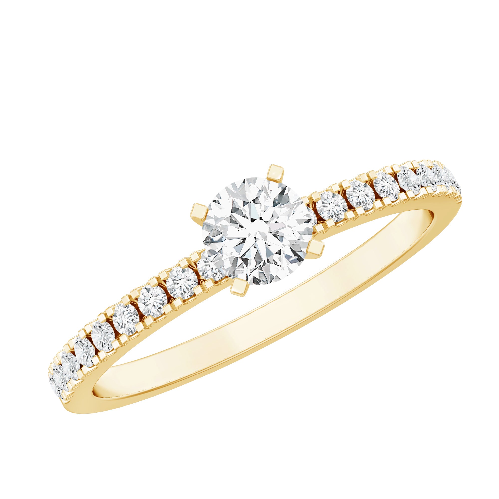 5 MM Lab Grown Diamond Simple Engagement Ring with Side Stones Lab - ( EF-VS ) - Rosec Jewels