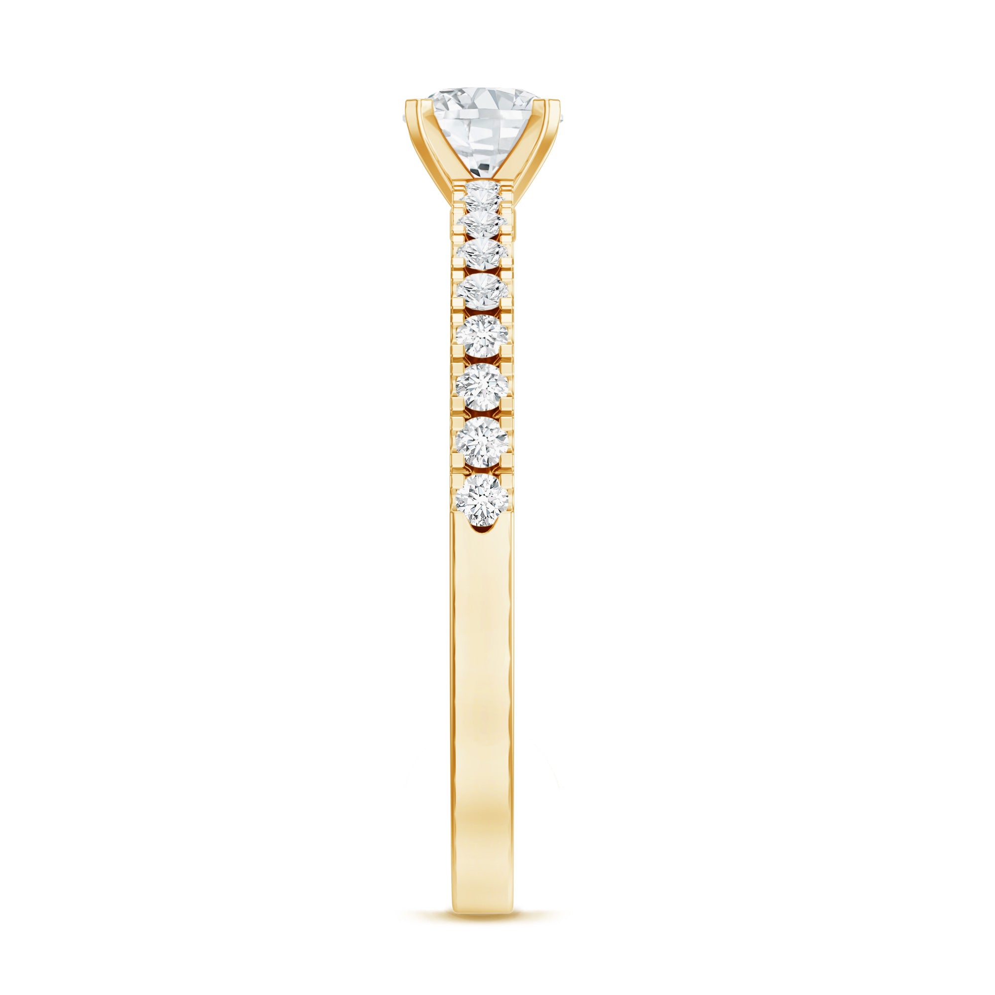 5 MM Lab Grown Diamond Simple Engagement Ring with Side Stones Lab - ( EF-VS ) - Rosec Jewels