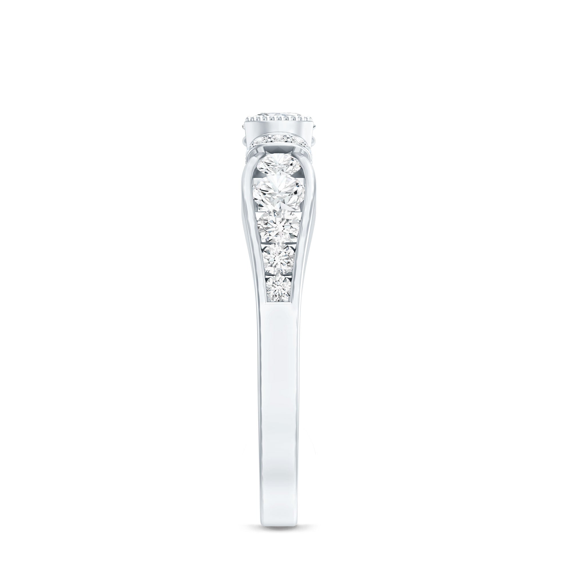 Certified Lab Grown Diamond Minimalist Engagement Ring Lab - ( EF-VS ) - Rosec Jewels