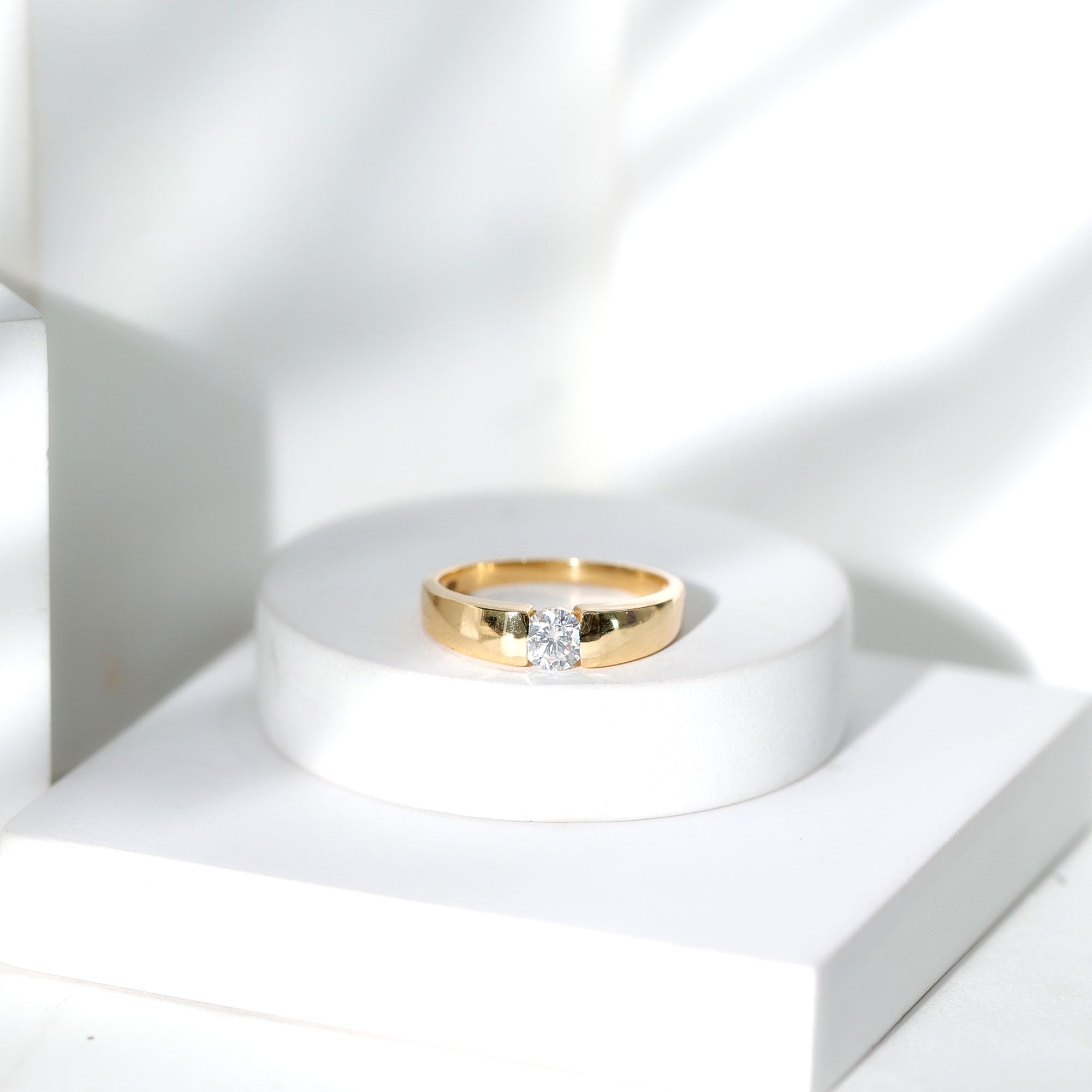 0.4 Carat Tension Mount Set Lab Grown Diamond Solitaire Band Ring Lab - ( EF-VS ) - Rosec Jewels
