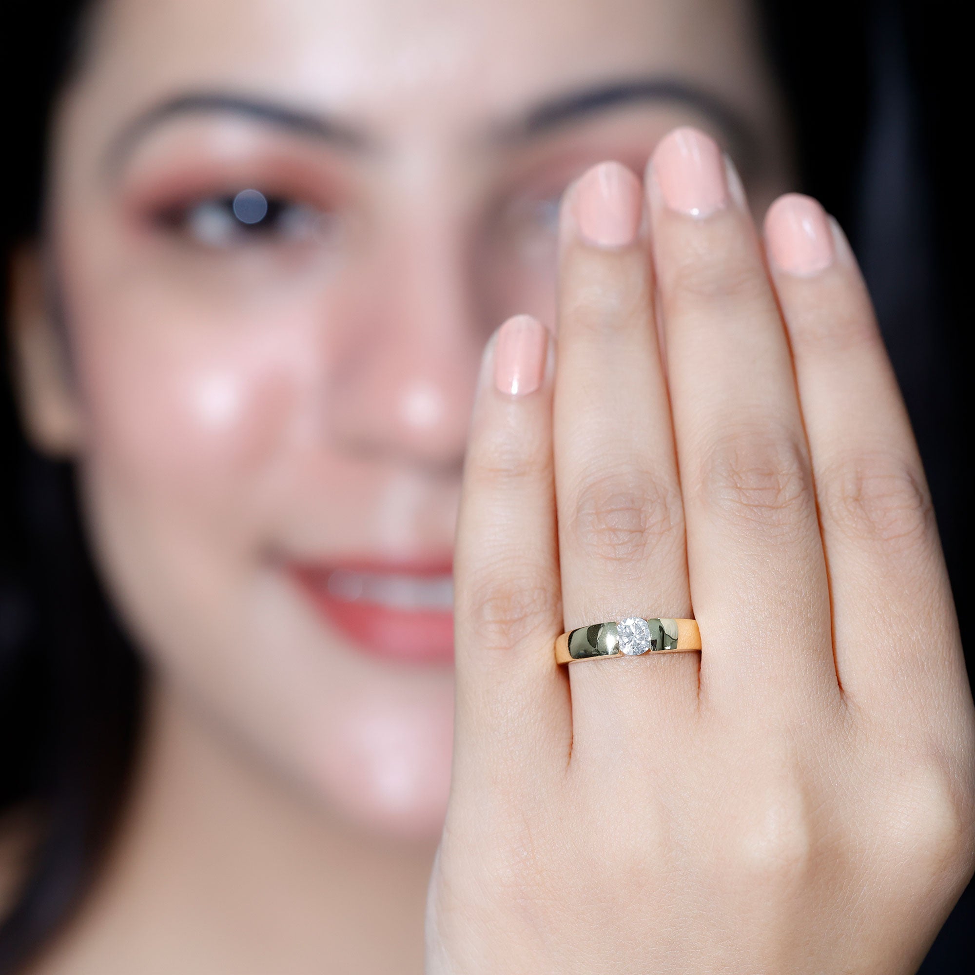Rosec Jewels-Lab Grown Diamond 5 MM Solitaire Band Ring