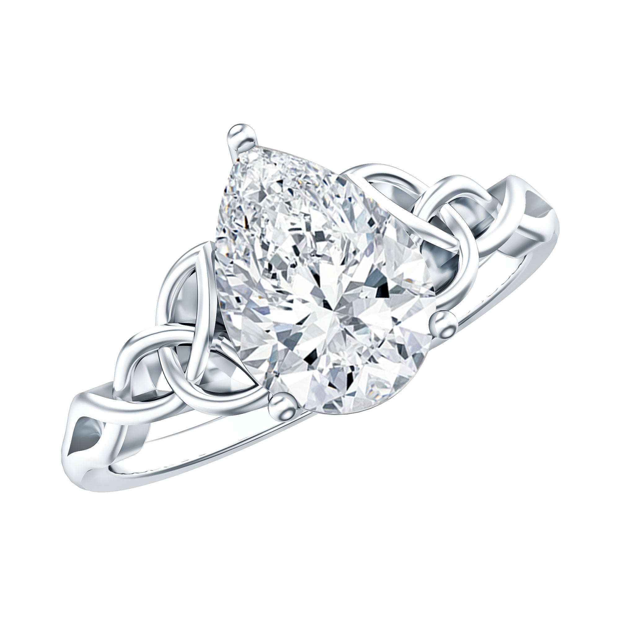 0.6 Carat Lab Grown Diamond Teardrop Solitaire Engagement Ring Lab - ( EF-VS ) - Rosec Jewels