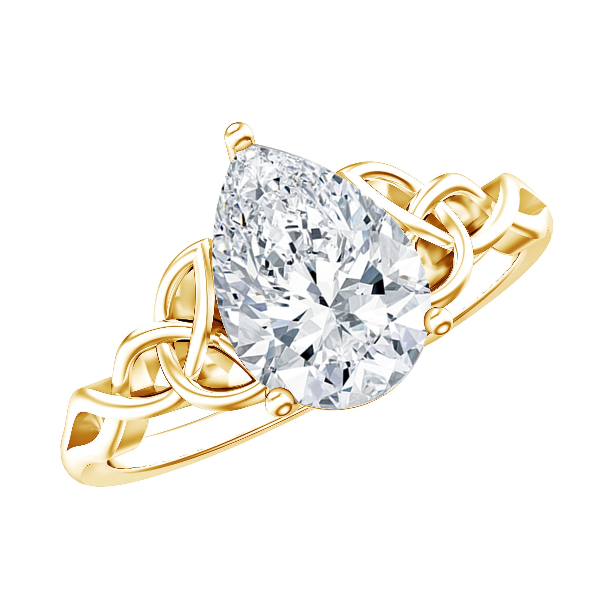0.6 Carat Lab Grown Diamond Teardrop Solitaire Engagement Ring Lab - ( EF-VS ) - Rosec Jewels