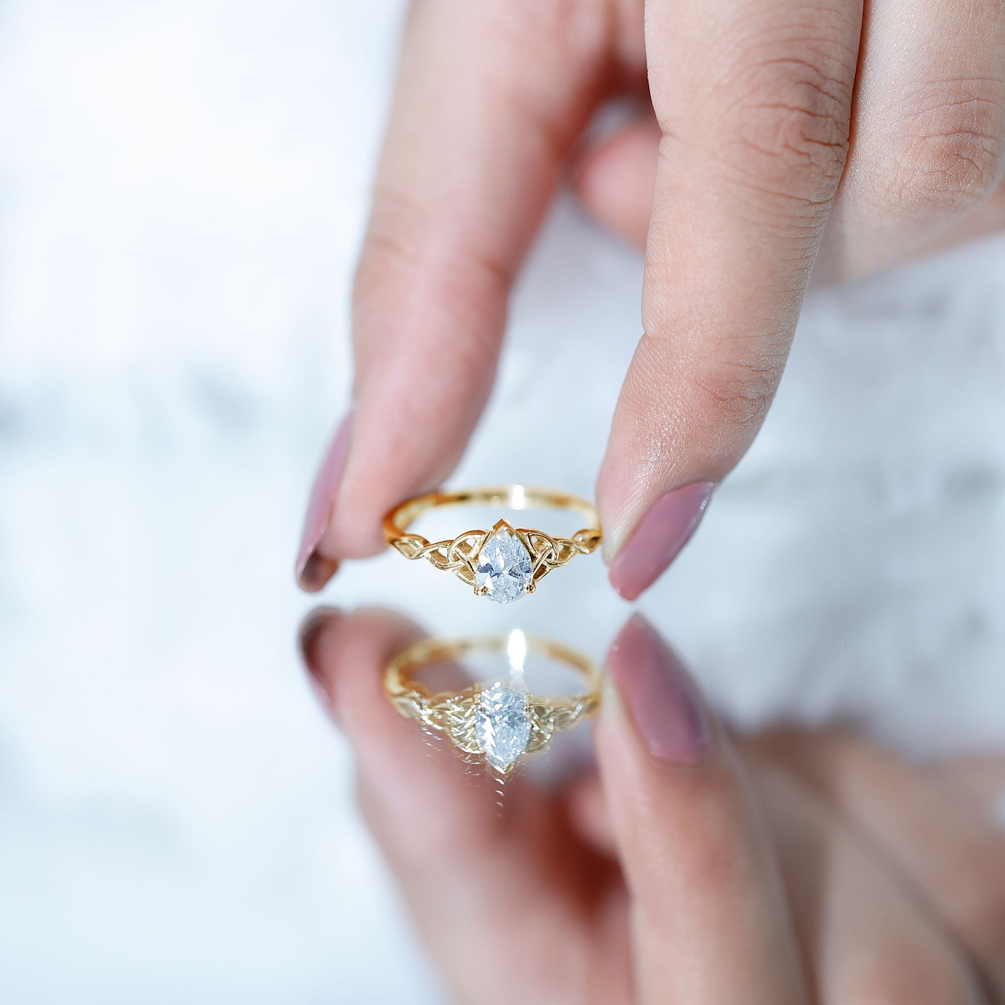Lab Grown Diamond 5X7 MM Teardrop Solitaire Engagement Ring Lab - ( EF-VS ) - Rosec Jewels