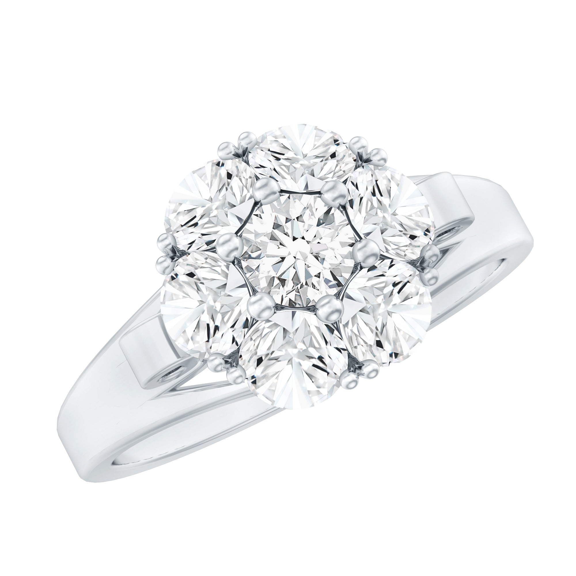 Certified Lab Grown Diamond Flower Engagement Ring Lab - ( EF-VS ) - Rosec Jewels
